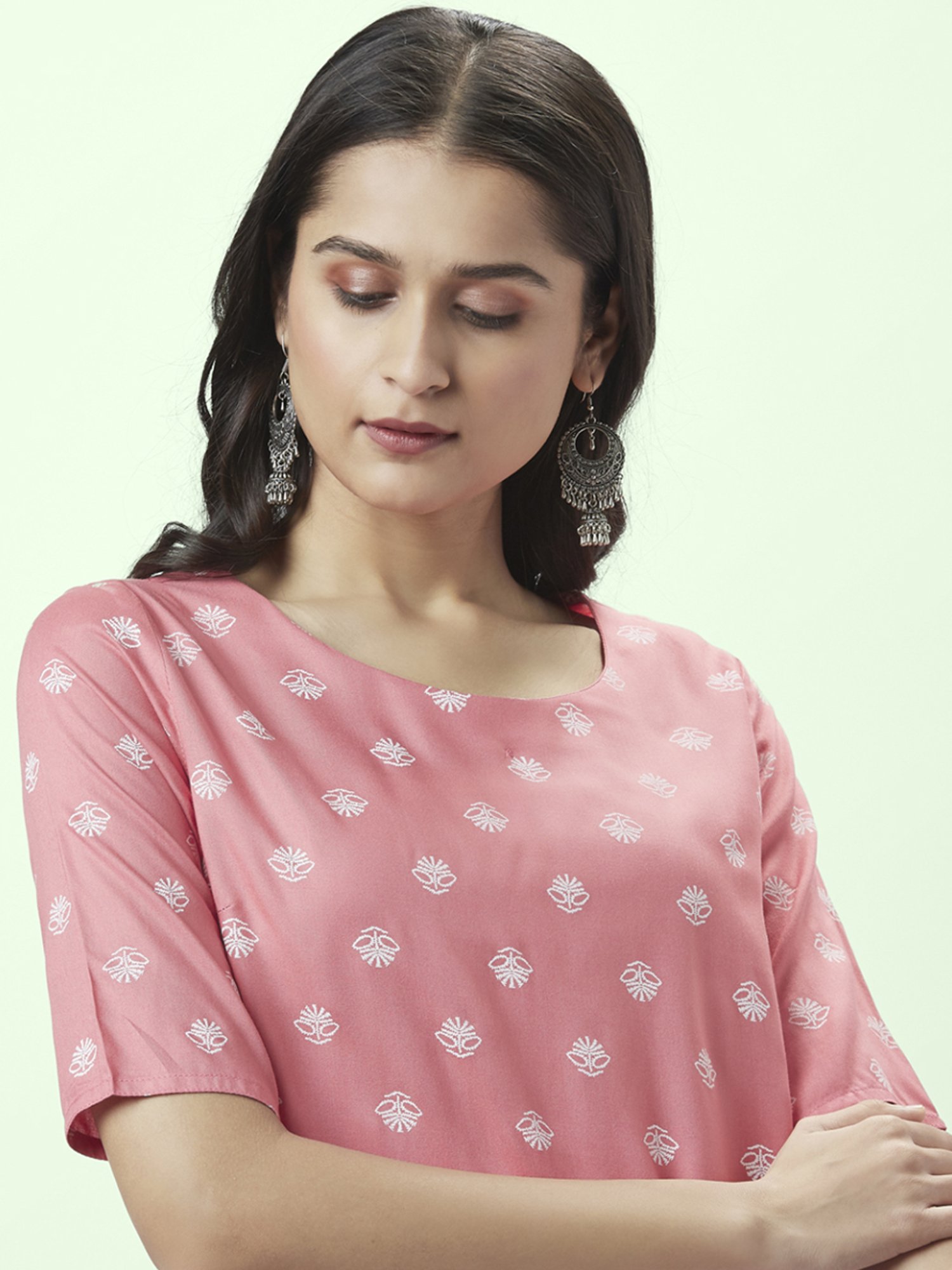 Rangmanch by Pantaloons Pink Printed Kurta Pant Set