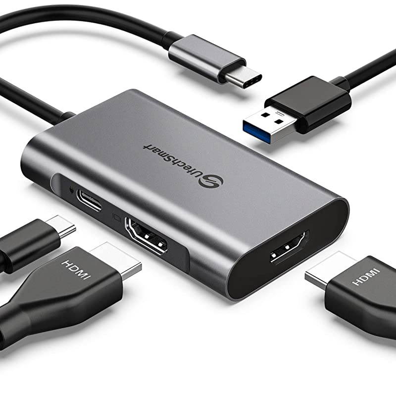 USB C to HDMI Adapter  USB C Hub to Dual HDMI 4 in 1 Thunderbolt 3 to HDMI with 2 HDMI Ports 4KUSB 30 PortPower Delivery Type C Port Compatible for MacBookNintendo SwitchUSB C Device