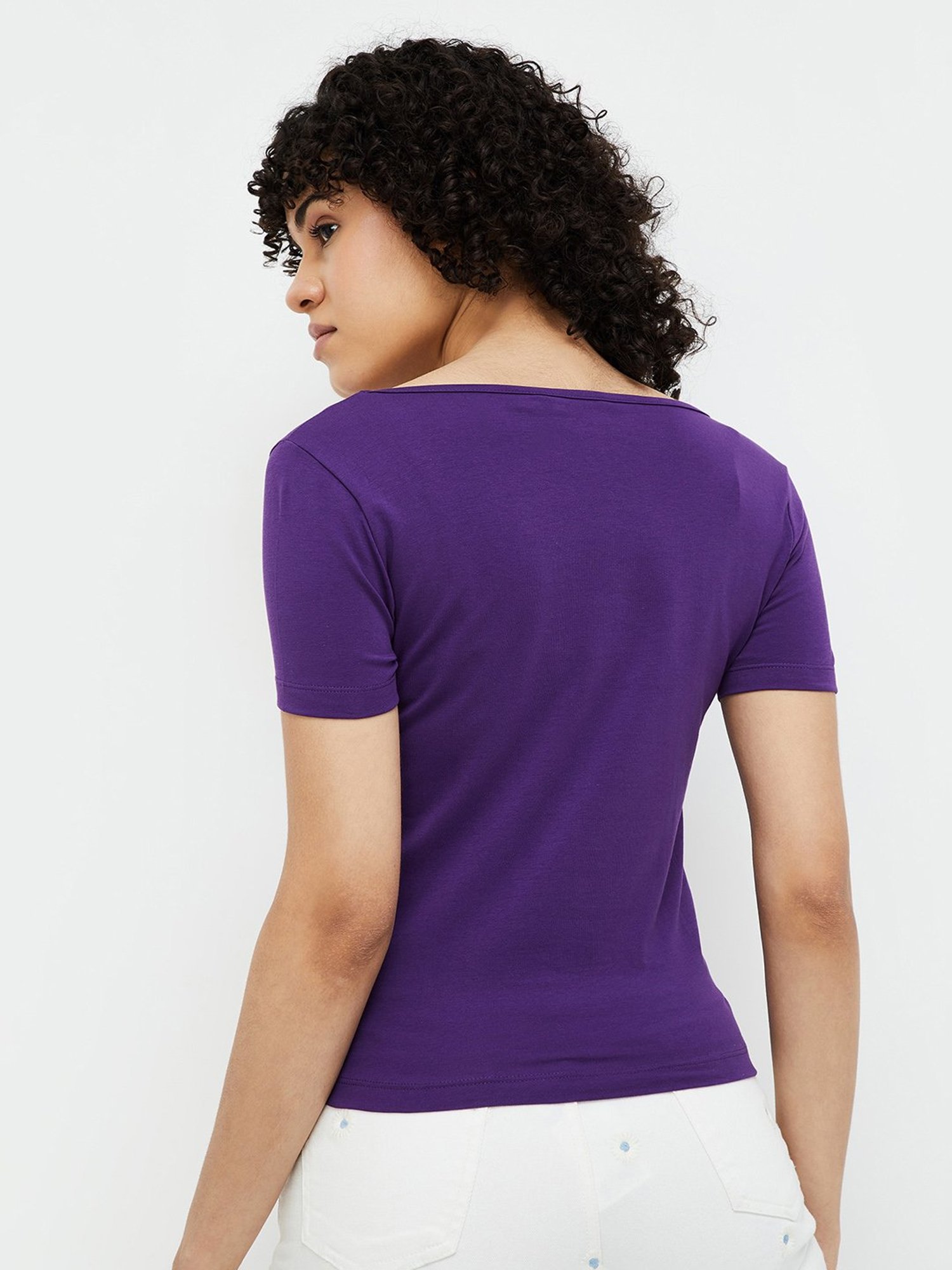 Ginger by Lifestyle Purple Cotton Regular Fit Top