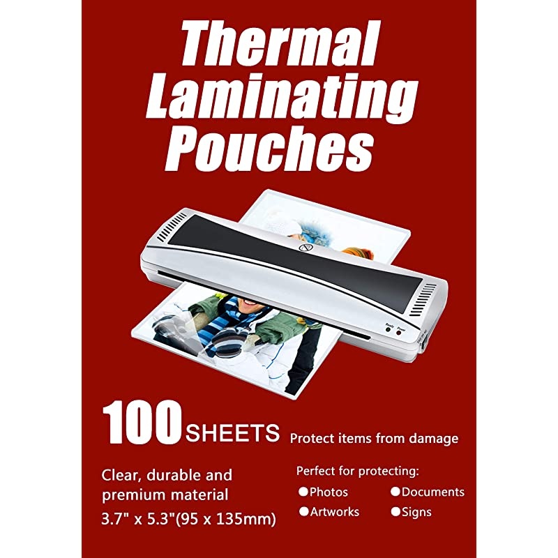 35x5 Photo Hot Laminating Pouches 3 mil Laminate Pouches Sheets for Sealed Photo Card Documents Glossy Laminator Pouch 100Pack37 x 53