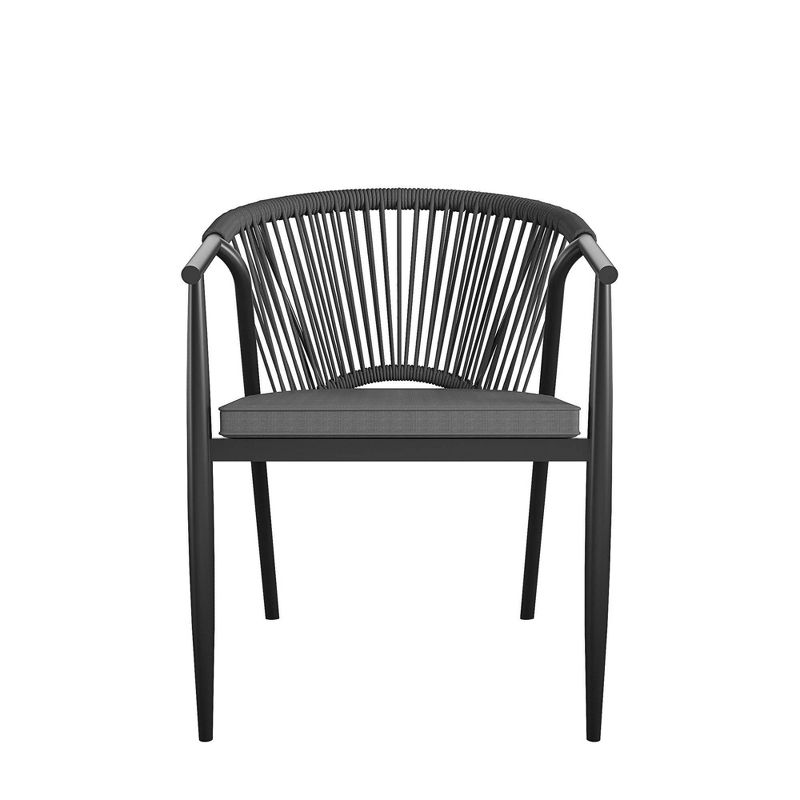 Circi 4pk Stacking Dining Chair with Rope Weave Black and Charcoal - CosmoLiving by Cosmopolitan