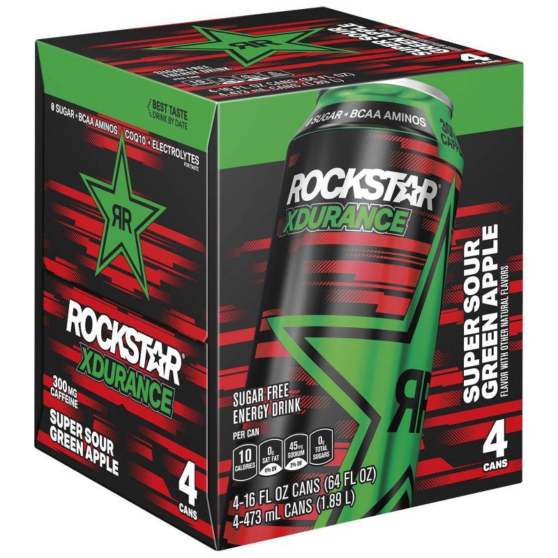 Rockstar Xdurance Super Sour Green Apple Energy Drink - 4pk/16 fl oz Cans