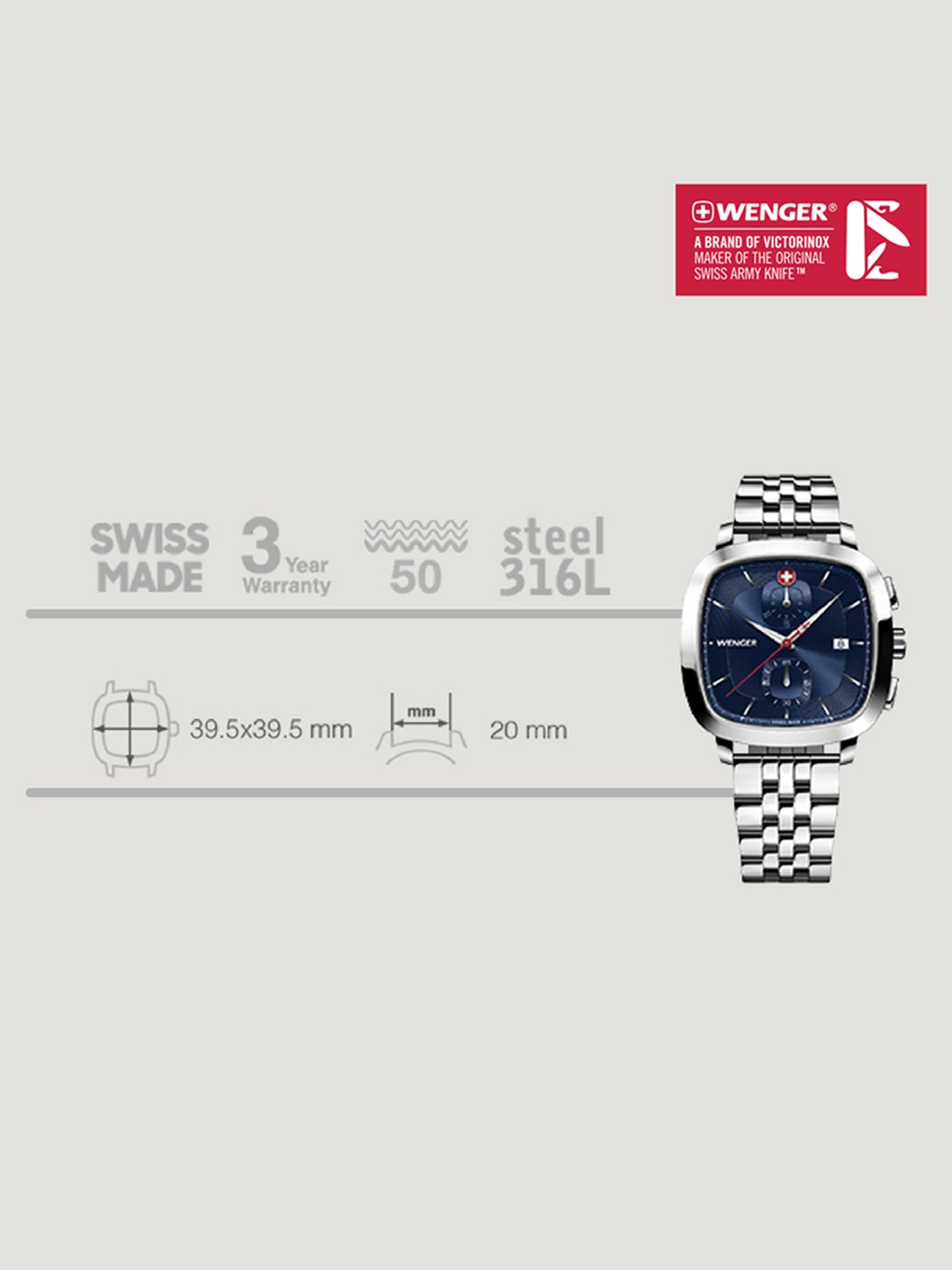 Wenger 01.1933.103 Chronograph Watch for Men