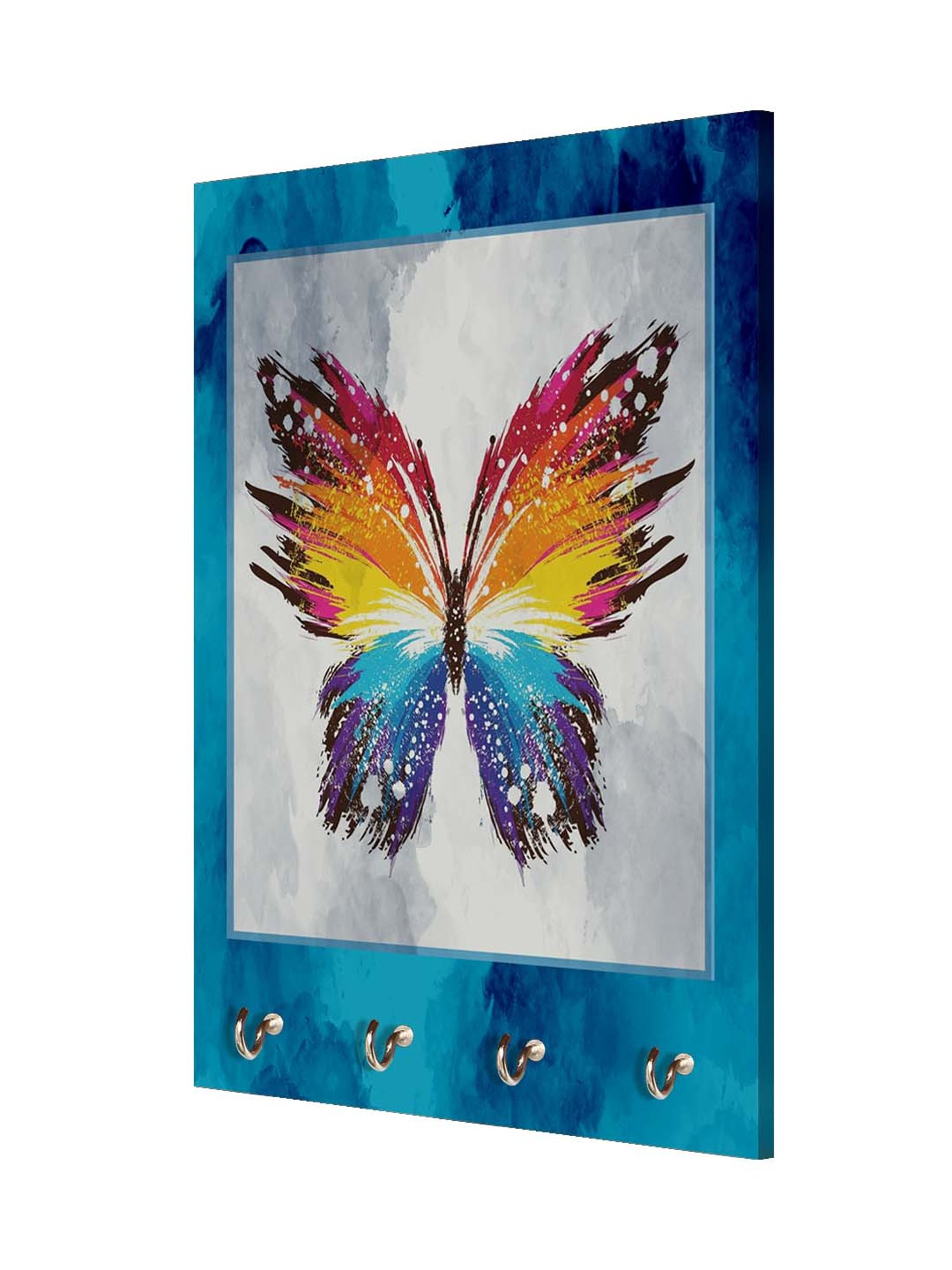 999Store Blue & Grey MDF Decorative Wall Mount Key Holder - Set of 1