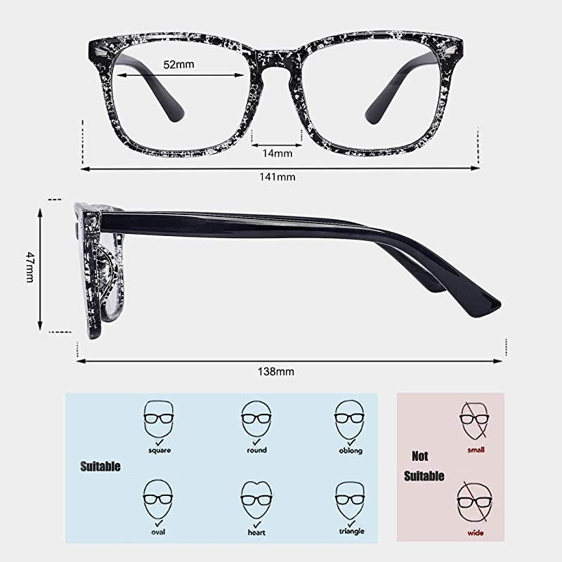 Blue Light Blocking GlassesComputer ReadingGamingTVPhones Glasses for Women MenTransparent Black