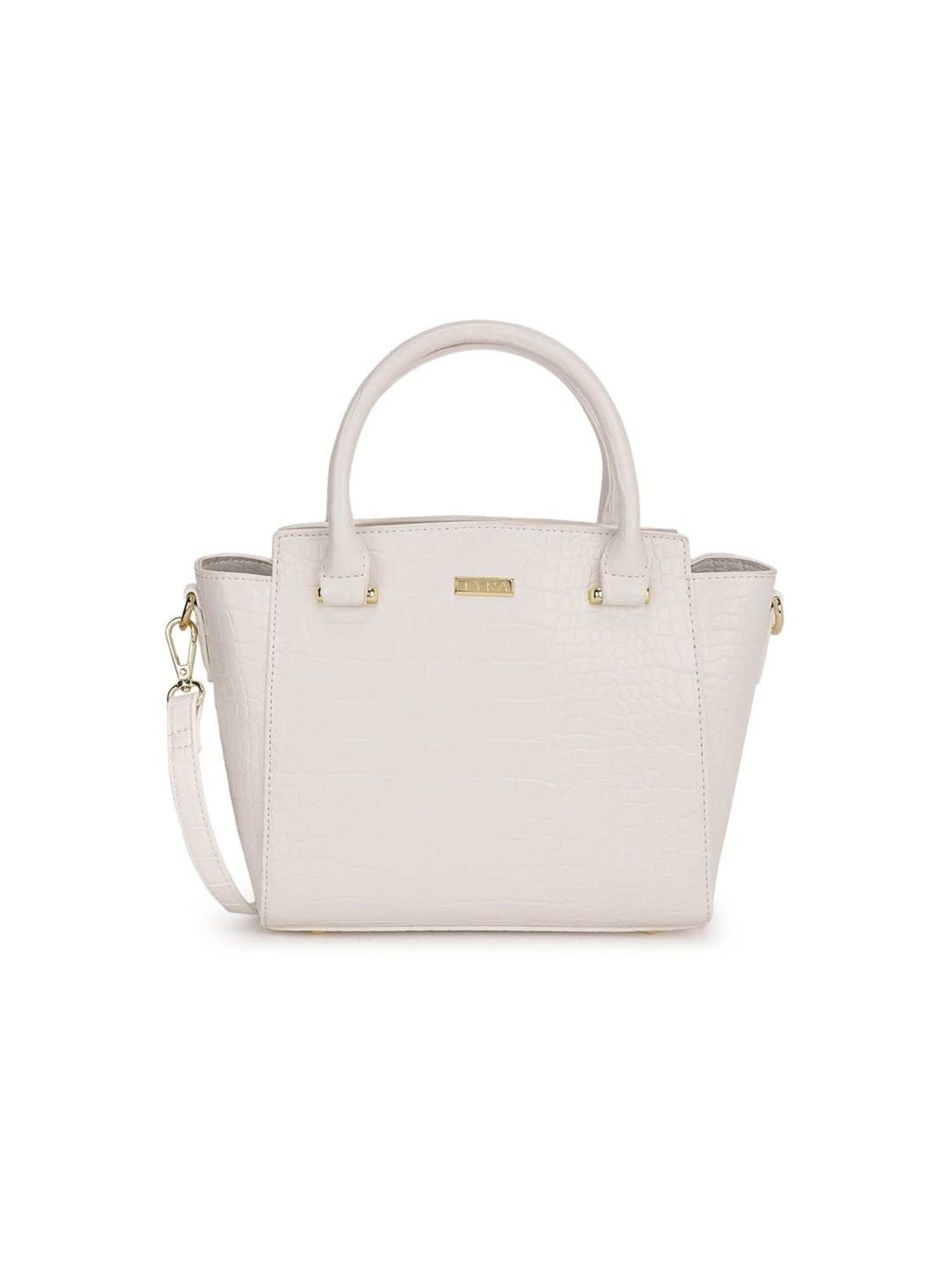 Tyra Alice White Textured Faux Leather Handbag