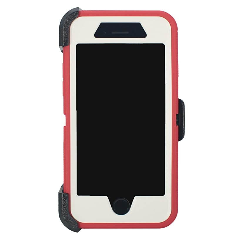 Muscle Series Belt Clip Case for Apple iPhone 7 iPhone 8 iPhone SE 2020 47 2in1 Protective Defender w Screen Protector amp Holster amp KickstandShock amp Drop Proof RedWhite