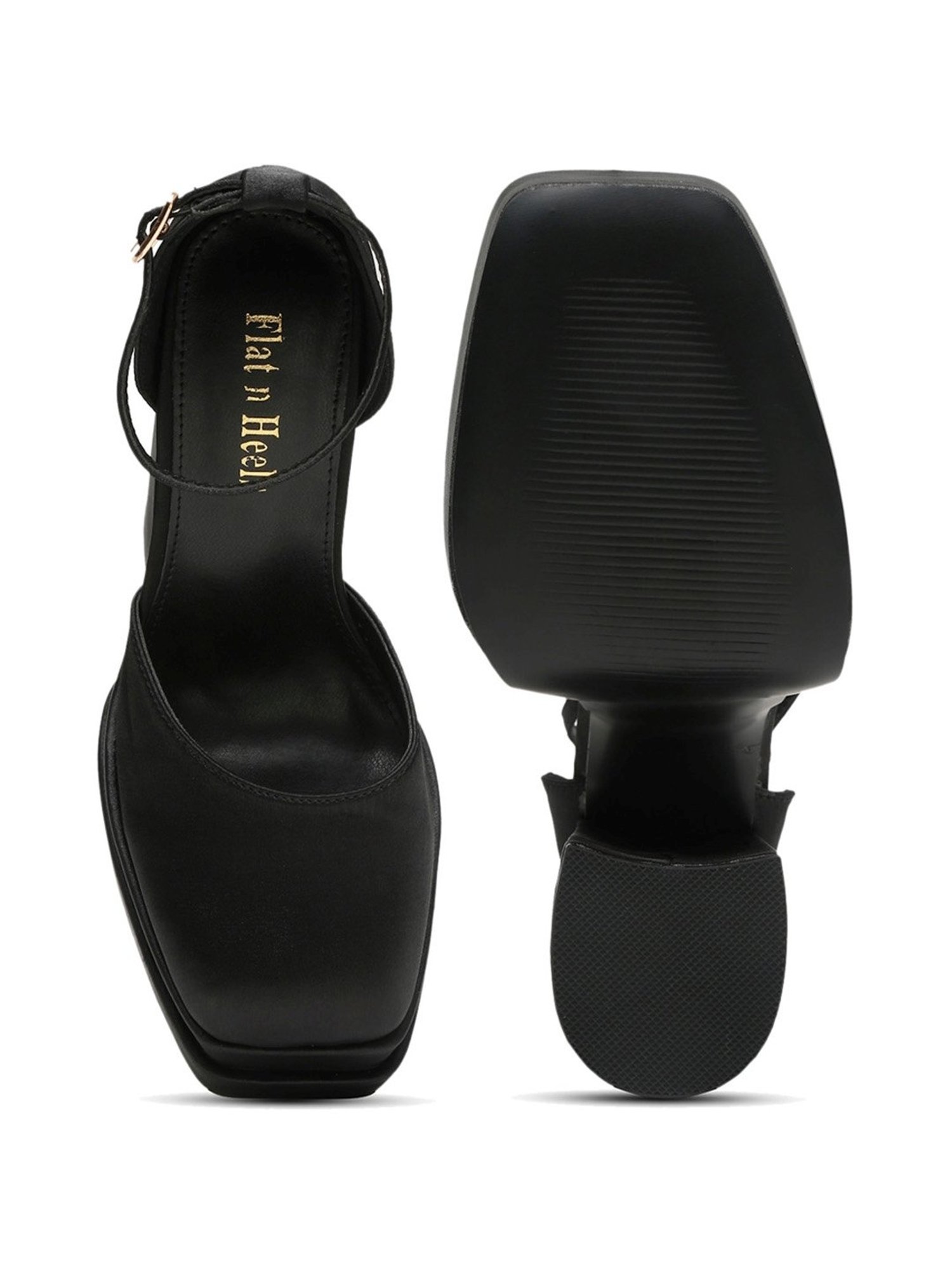 Flat N Heels Women's Black Ankle Strap Sandals