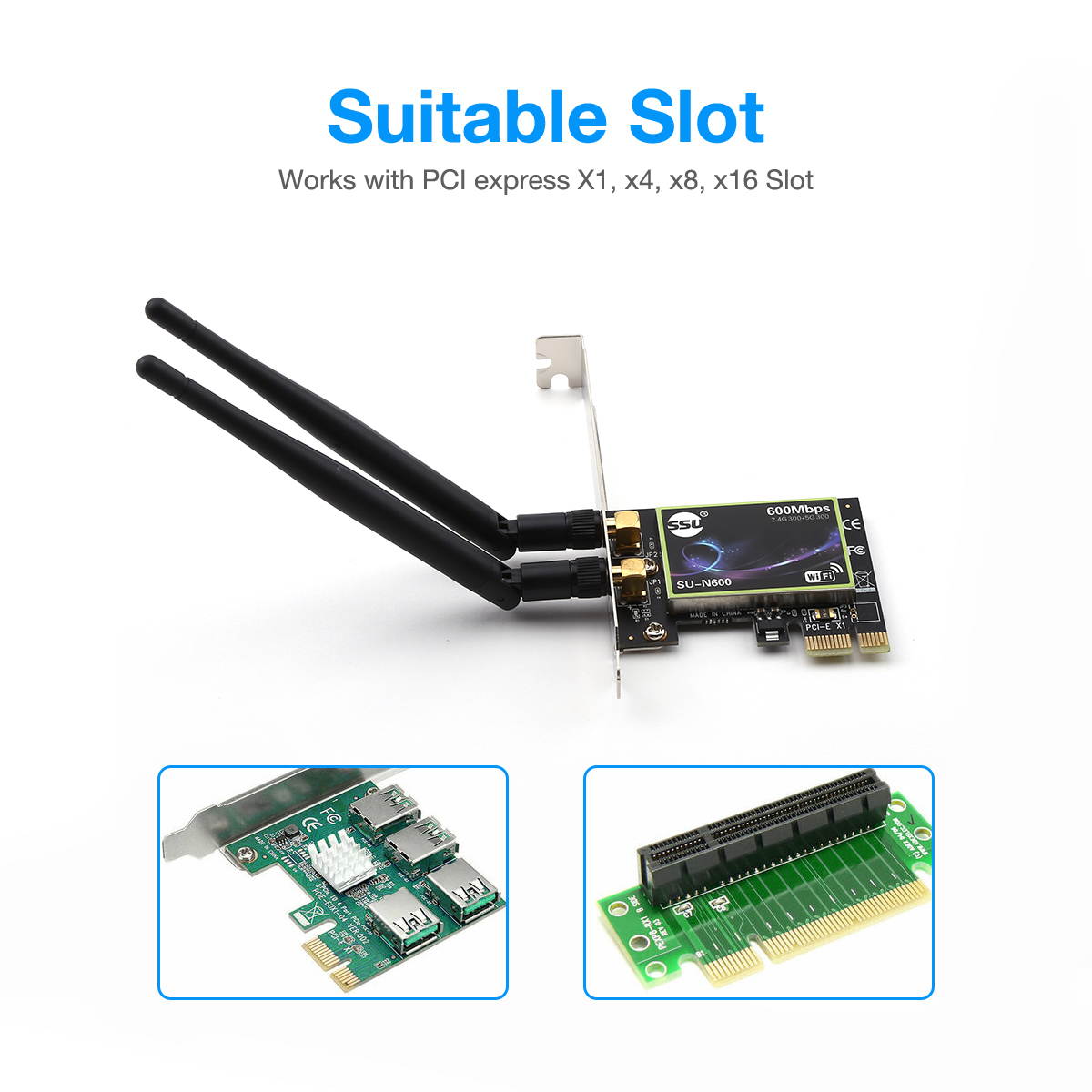 FirstPower 600Mbps Dual Band PCI-E Network Card 2.4G/5G PCI-E WiFi Wireless Adapter for Desktop Computer