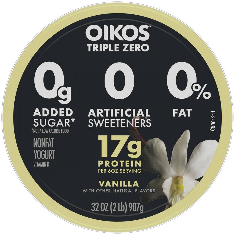 Dannon Oikos Triple Zero Vanilla Greek Yogurt - 32oz