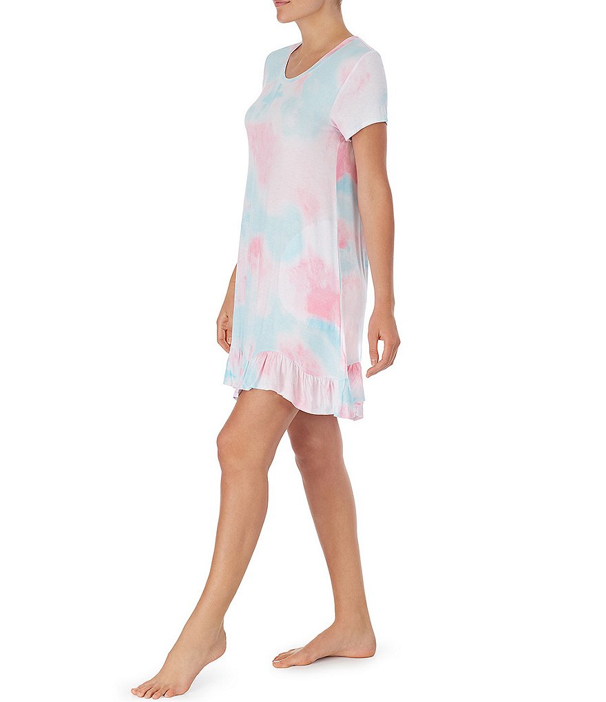 Kensie Tie-Dye Print Jersey Knit Sleepshirt