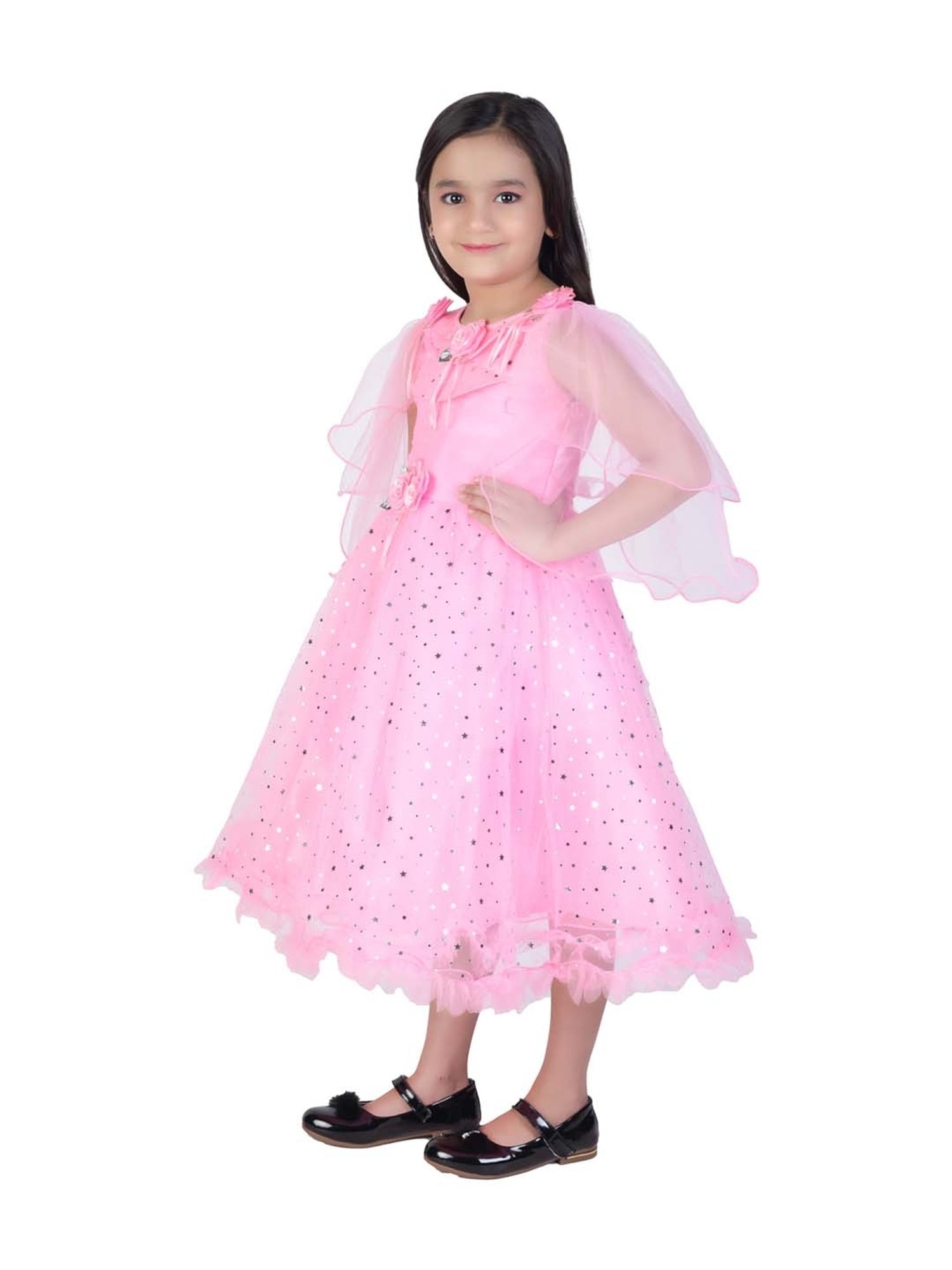 Ahhaaaa Kids Pink Cotton Applique Dress