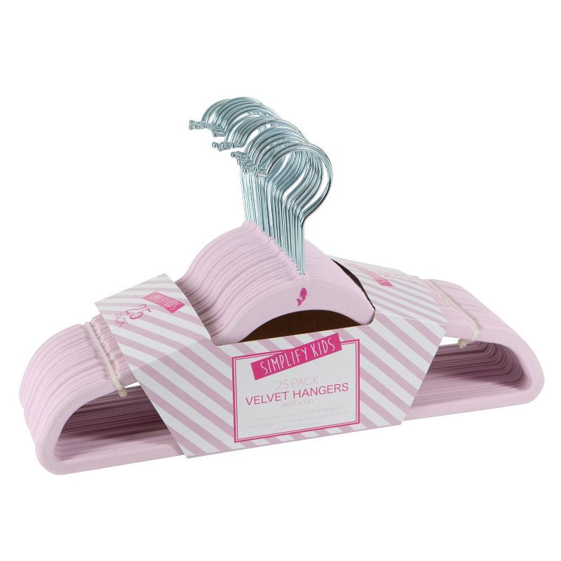 Simplify Kids' 25pk Velvet Hangers Blush
