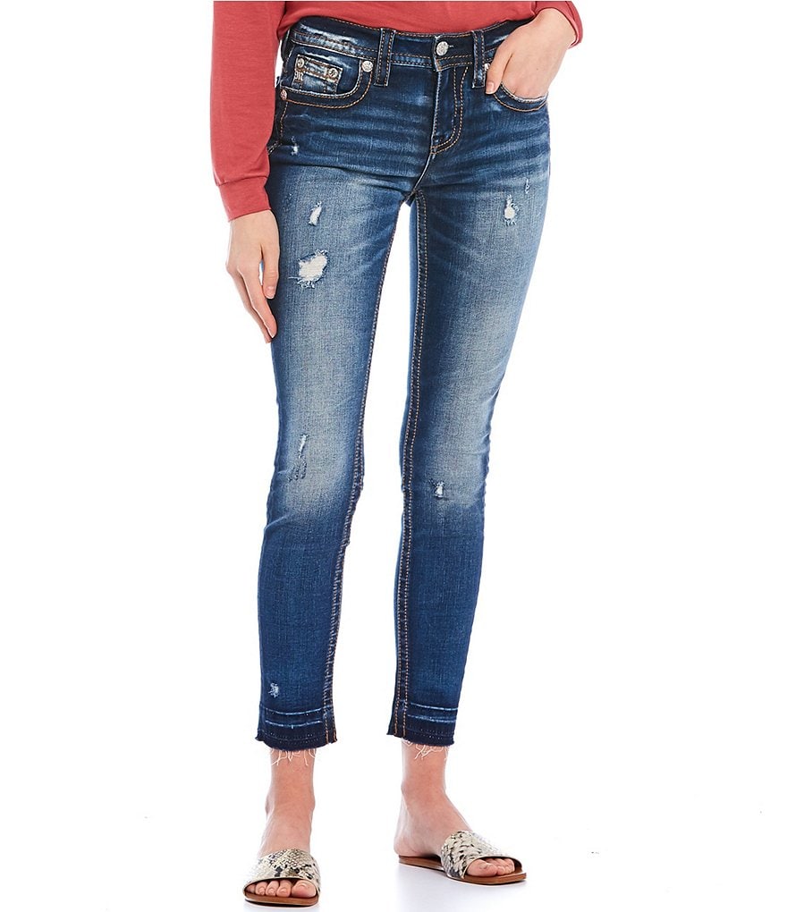 Miss Me Tough Love Mid Rise Distressed Skinny Jeans