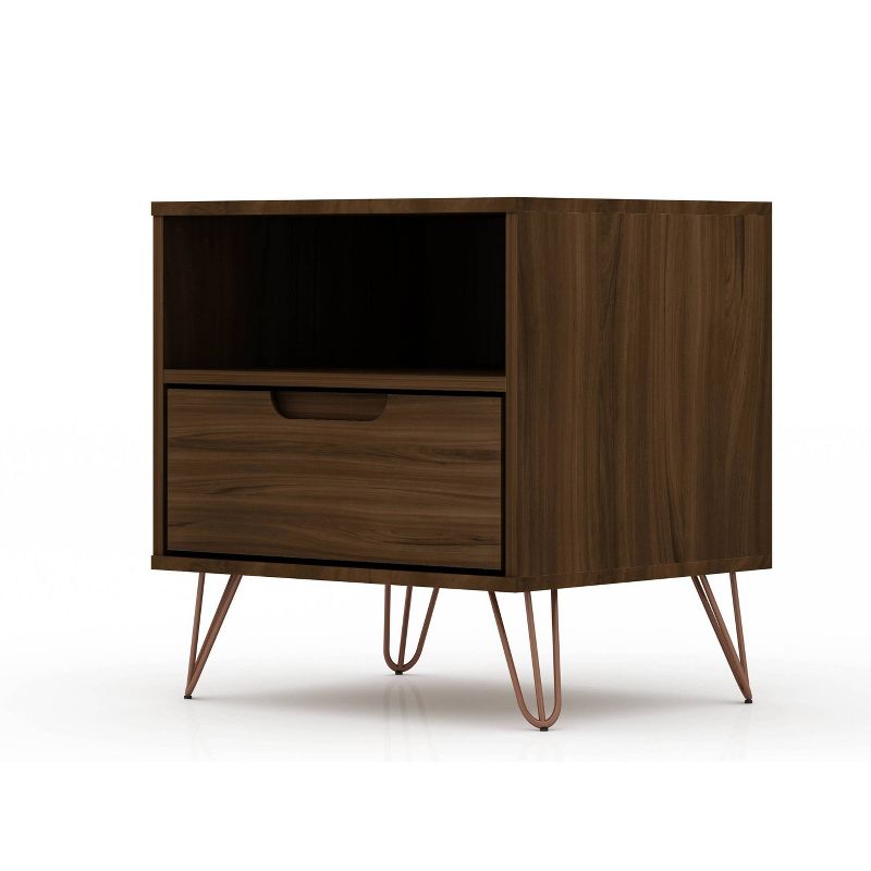 1.0 Rockefeller Nightstand Brown - Manhattan Comfort