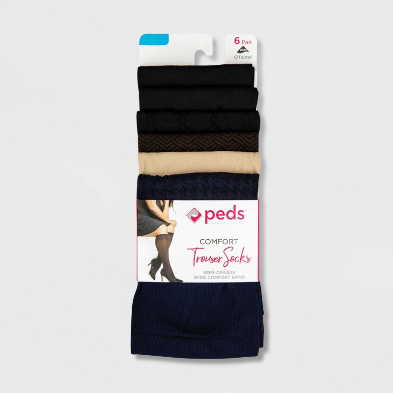 Peds Women's Extended Size Assorted Patterns 6pk Trouser Socks - Assorted Colors 8-12
