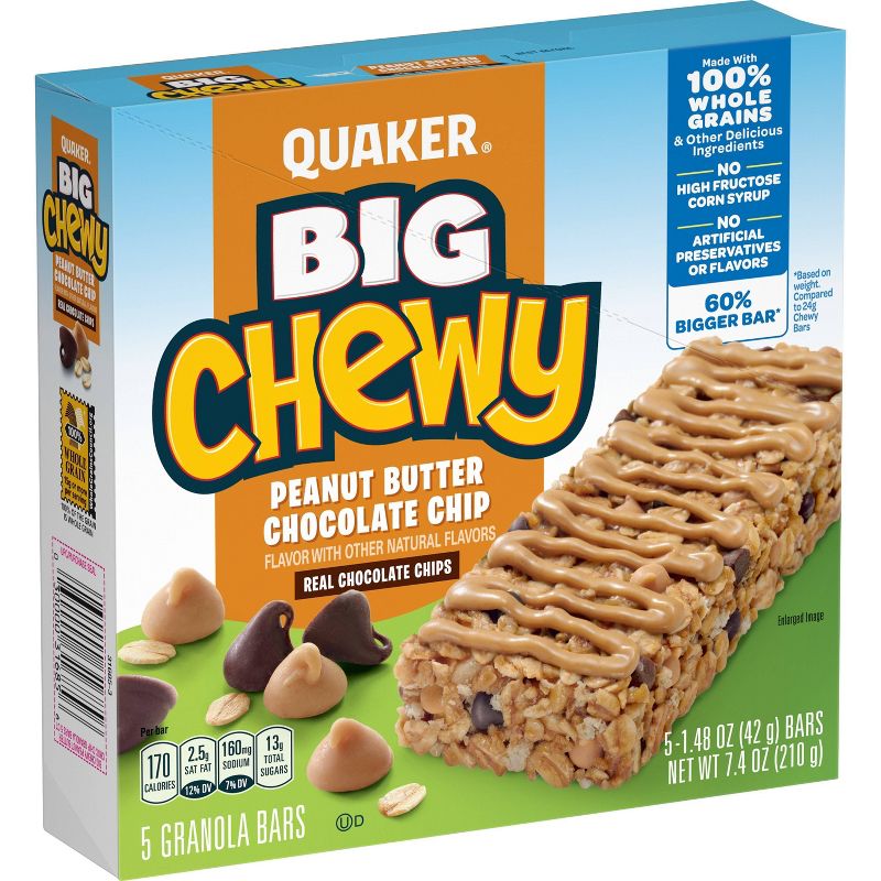 Quaker Big Chewy Peanut Butter Chocolate Chip Granola Bars - 5ct