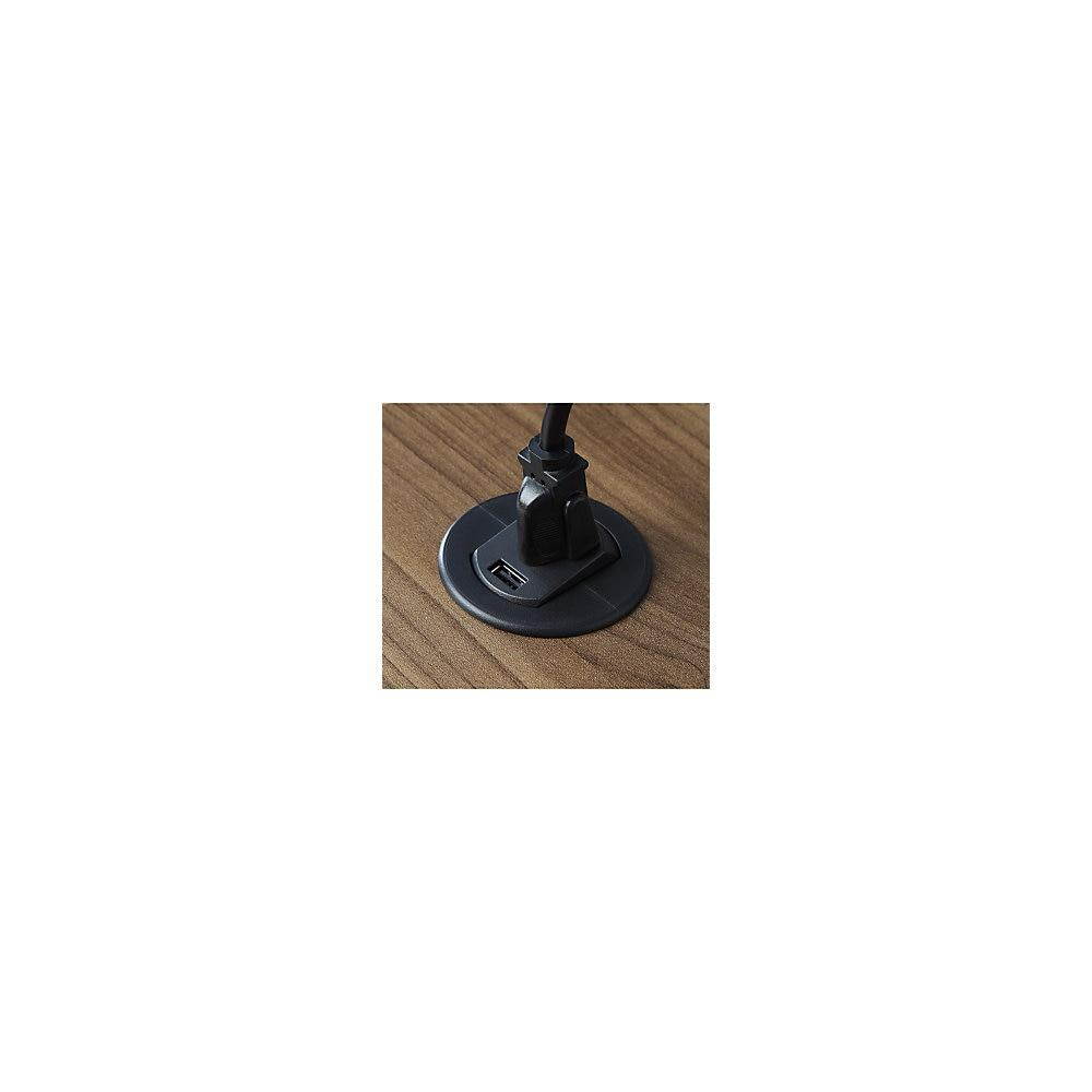 Lorell LLR33999 Grommet Mount 3 Prong Power Socket - Black