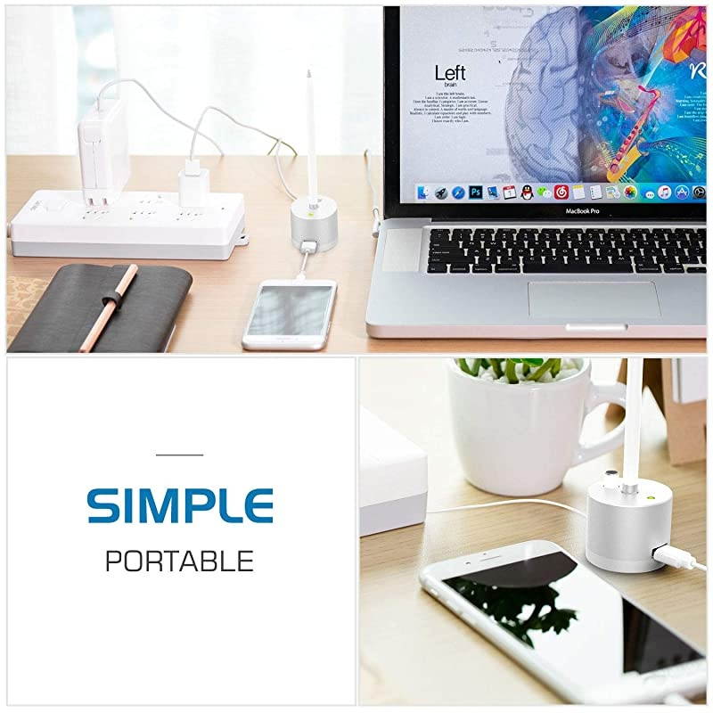 LED Charge Indicator Charging Stand Compatible with Apple Pencil 1st Gen Aluminum Charger Dock Pencil Holder Fit iPad 102 2019 iPad Pro 129 105 97 iPad Air 3Mini 5 2019 Pen Silver