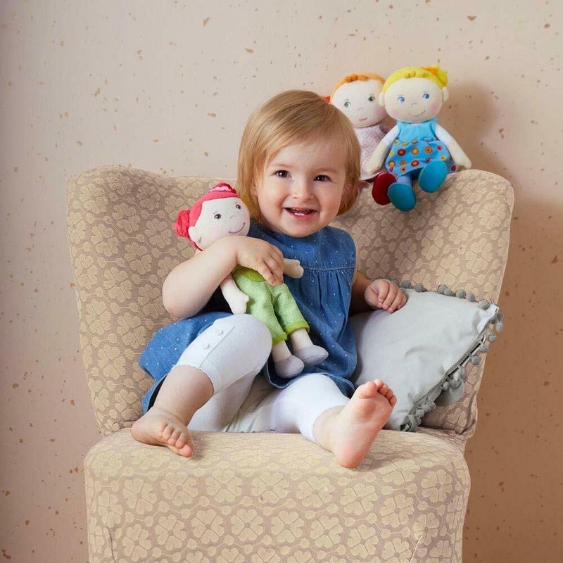 HABA Snug Up Edda - 10" Soft Doll with Fuzzy Blonde Hair and Embroidered Face