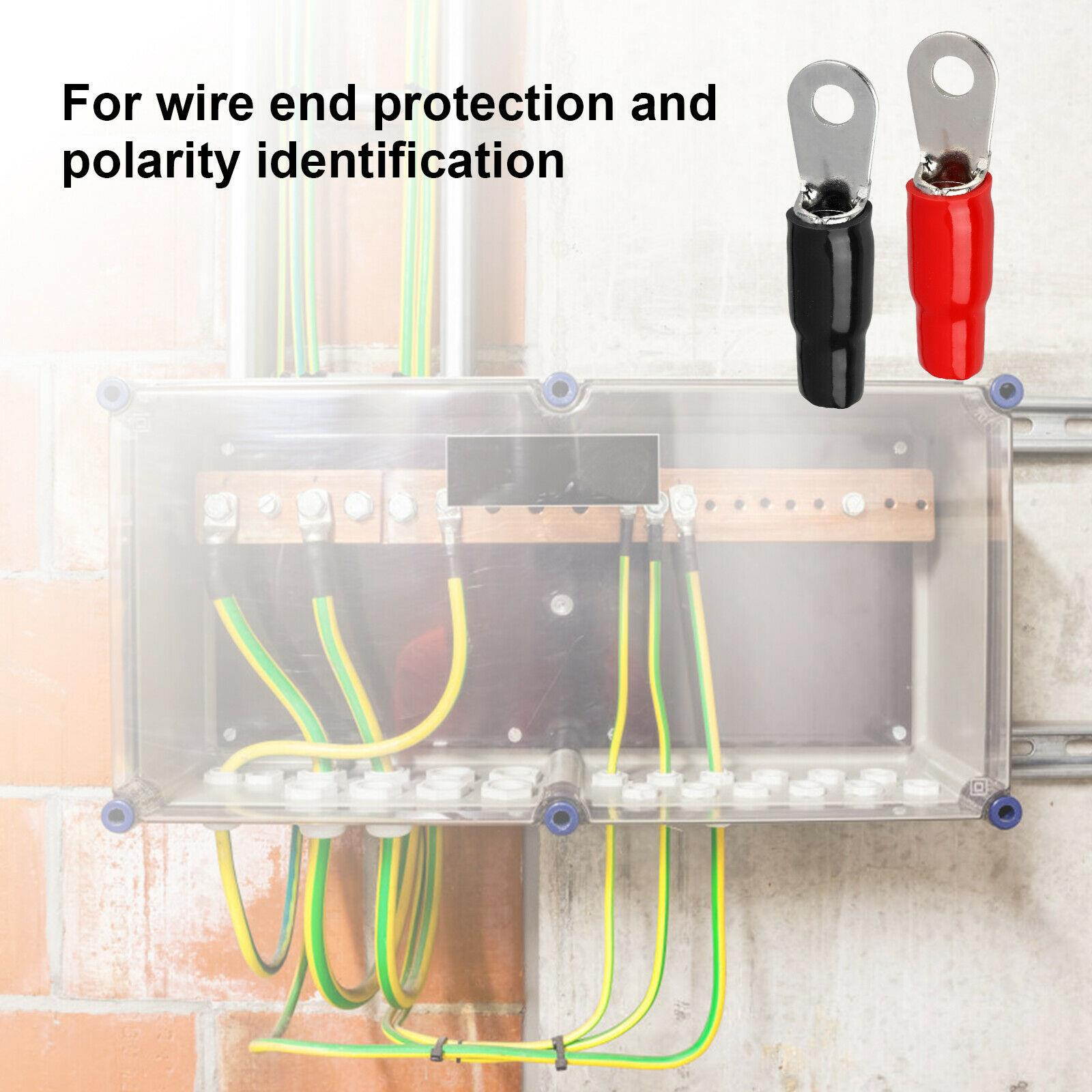 20Pack 4 Gauge Ring Terminal for 4 AWG Wire Crimp Cable Red Black Boots 5/16