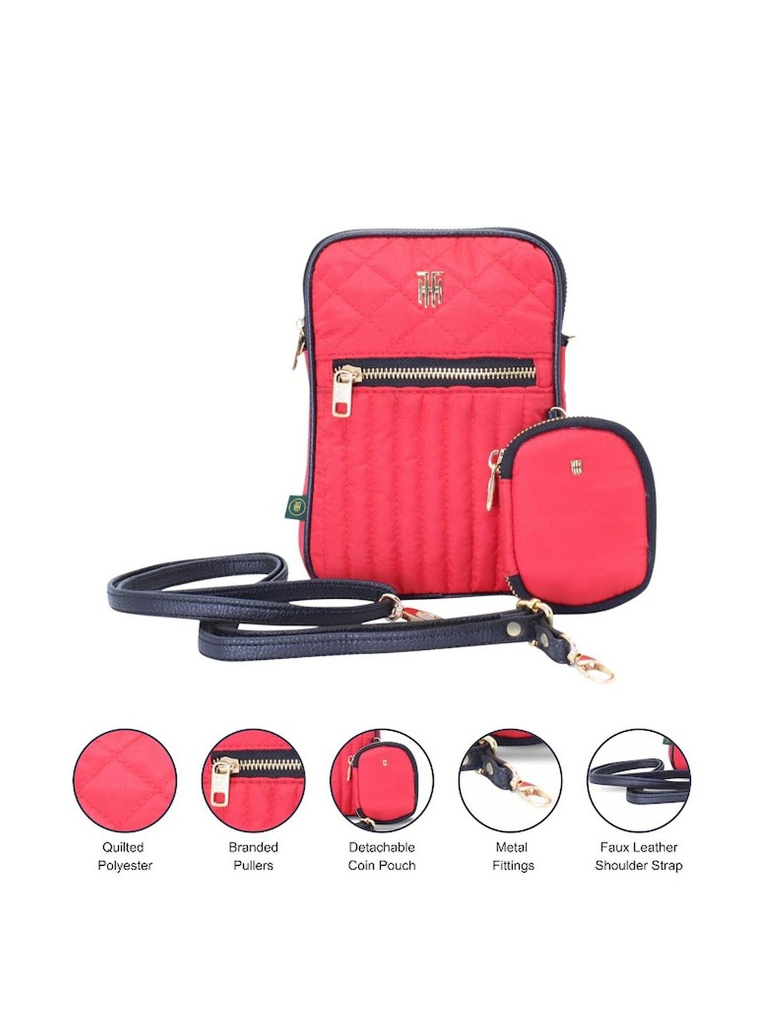THE HOLISTIK Victory Red Quilted Medium Cross Body Bag