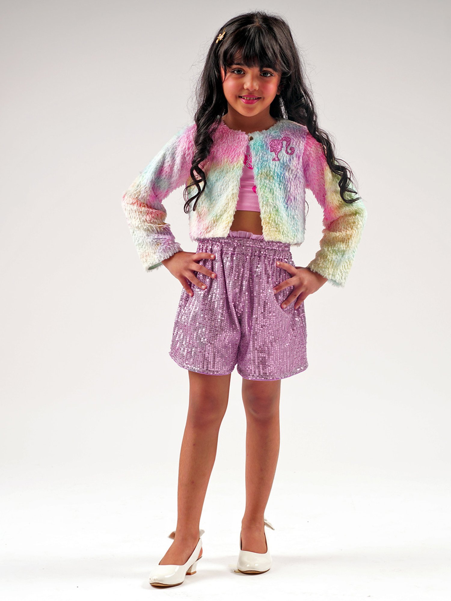 Lil Drama Kids Multicolor Embellished Full Sleeves Shrug