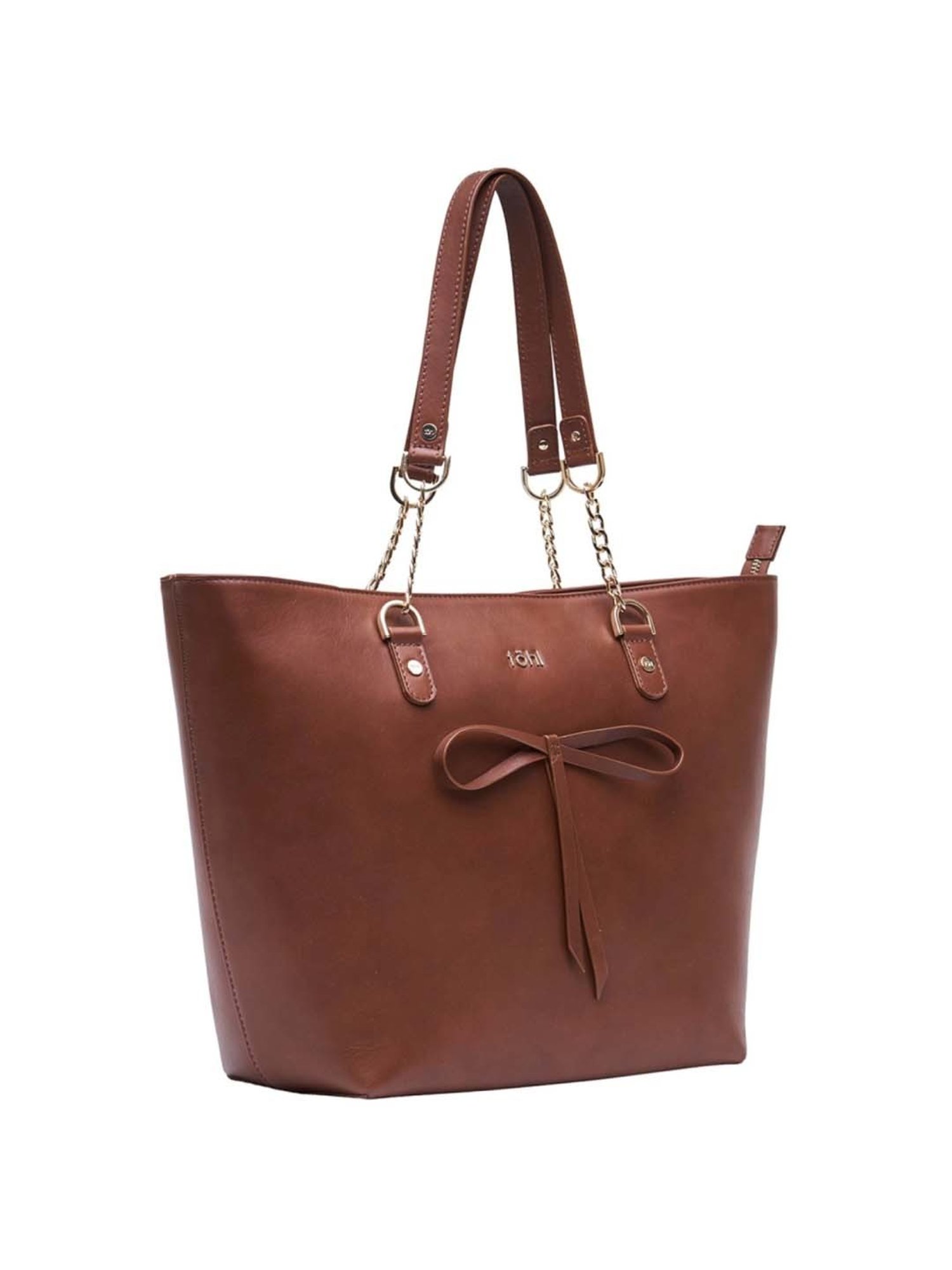 Tohl Tan Solid Medium Tote Handbag