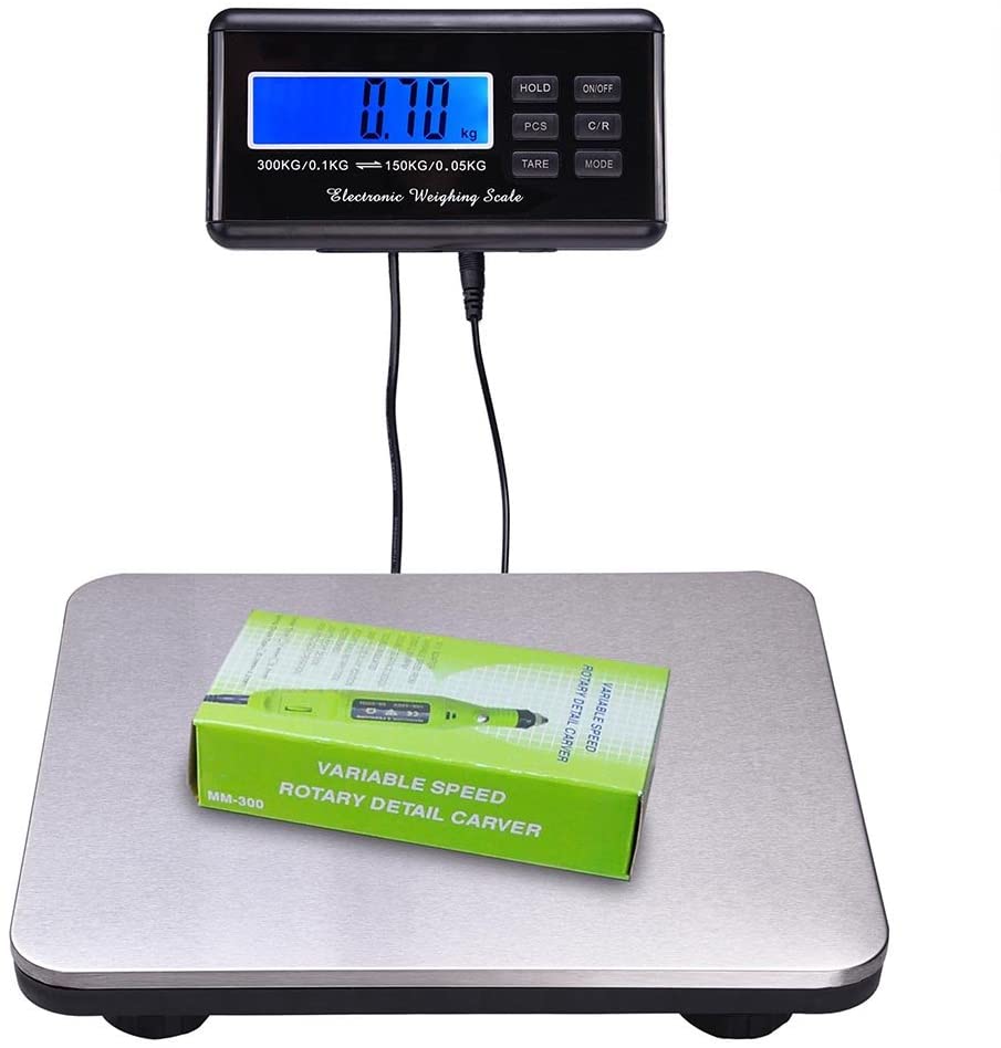 660lbs LCD AC Digital Floor Bench Scale Postal Platform Shipping 300KG Weigh