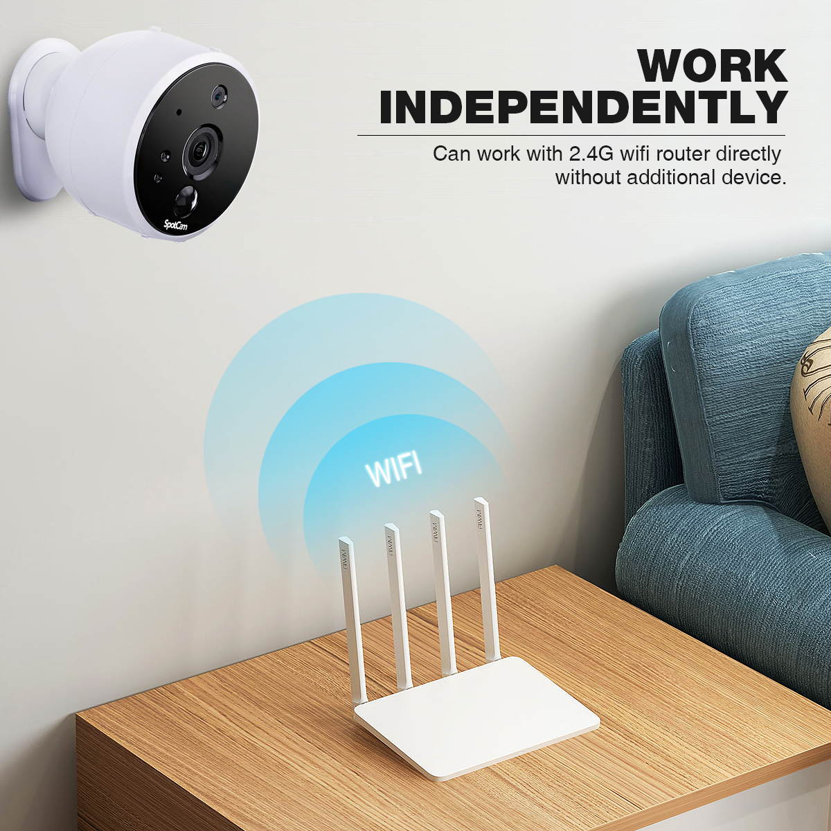 SpotCam Solo AA Battery Powered Indoor & Outdoor Wireless Security Camera 720p HD Wire-Free 2-Way Audio Night Vision Alarm Alert & PIR Motion Sensor w/Built-in SD Slot & 30 Days Free Cloud Recording
