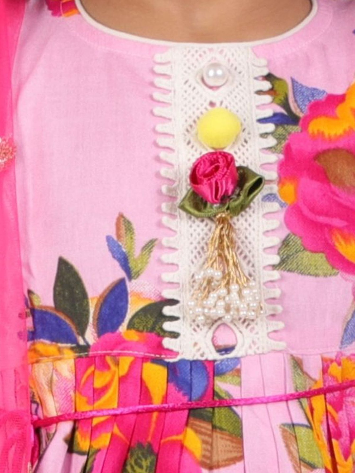 Little Bansi Kids Pink Cotton Printed Suit Set