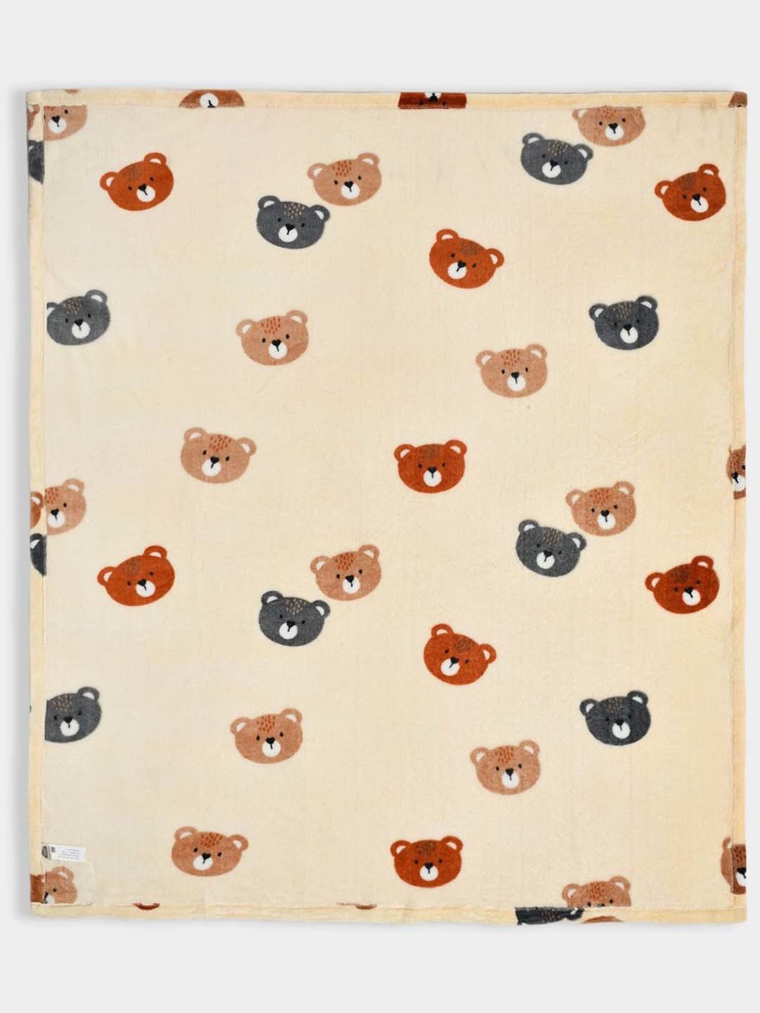 MiArcus Cream Polyester 210 GSM Face Printed Flurry Knitted Blanket