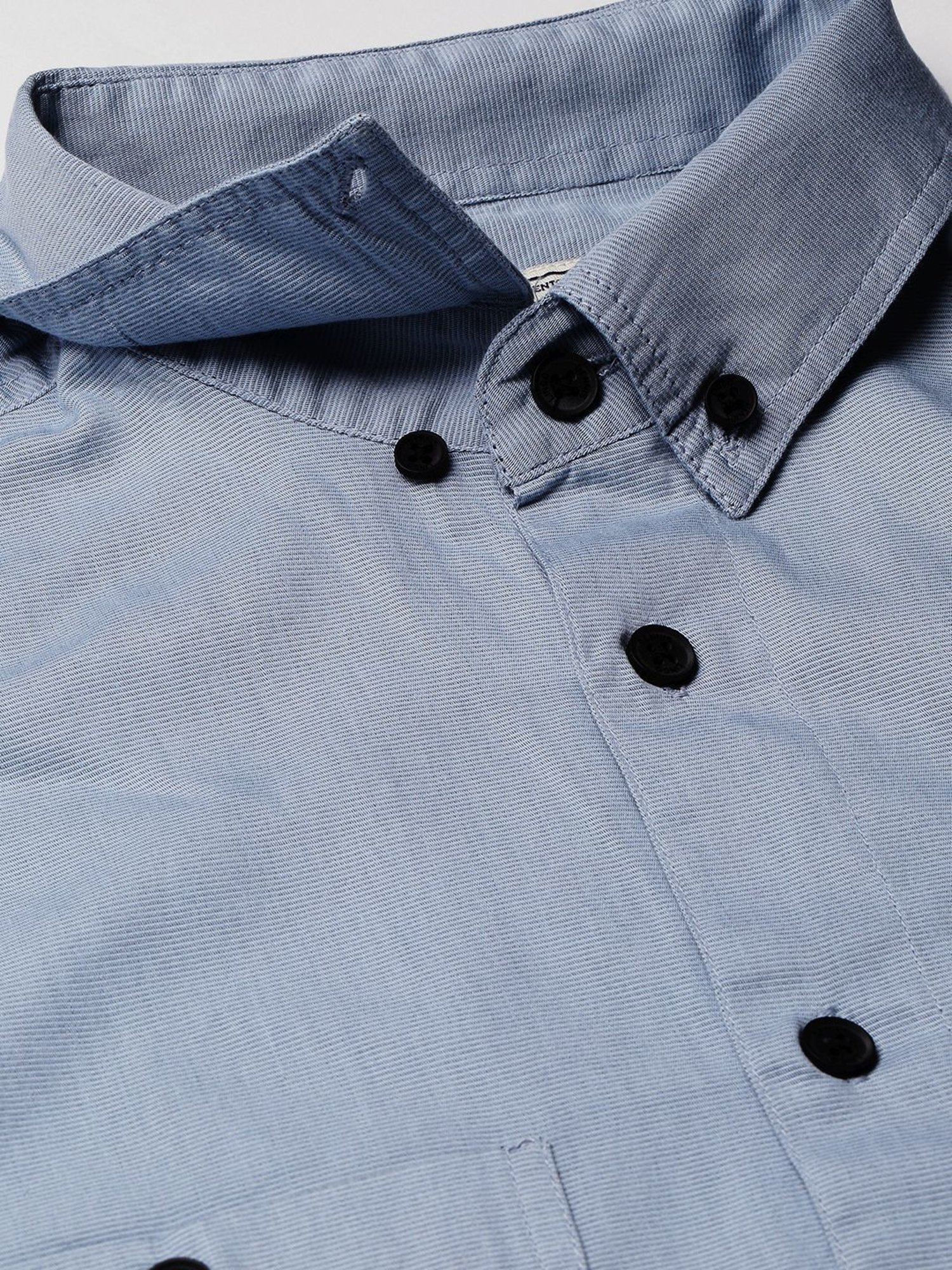 Dennis Lingo D-Blue Cotton Slim Fit Shirt