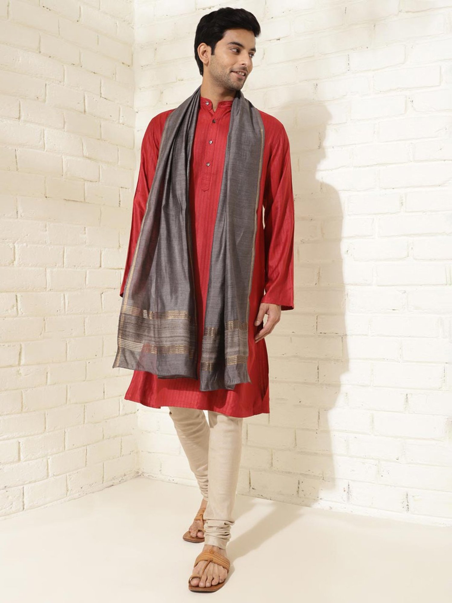 Fabindia Charcoal Self Design Stole