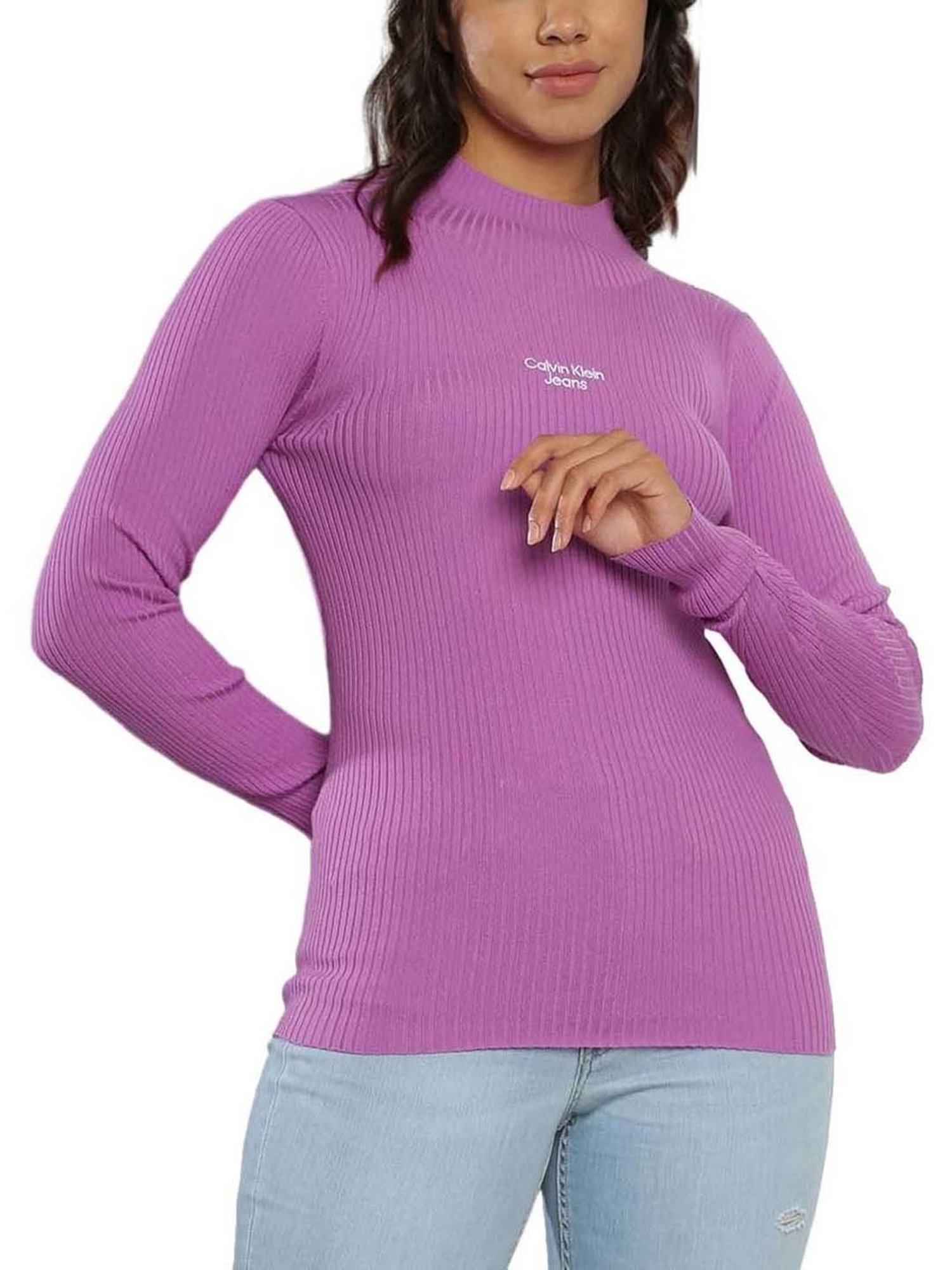Calvin Klein Jeans Iris Orchid Self Slim Fit Sweater
