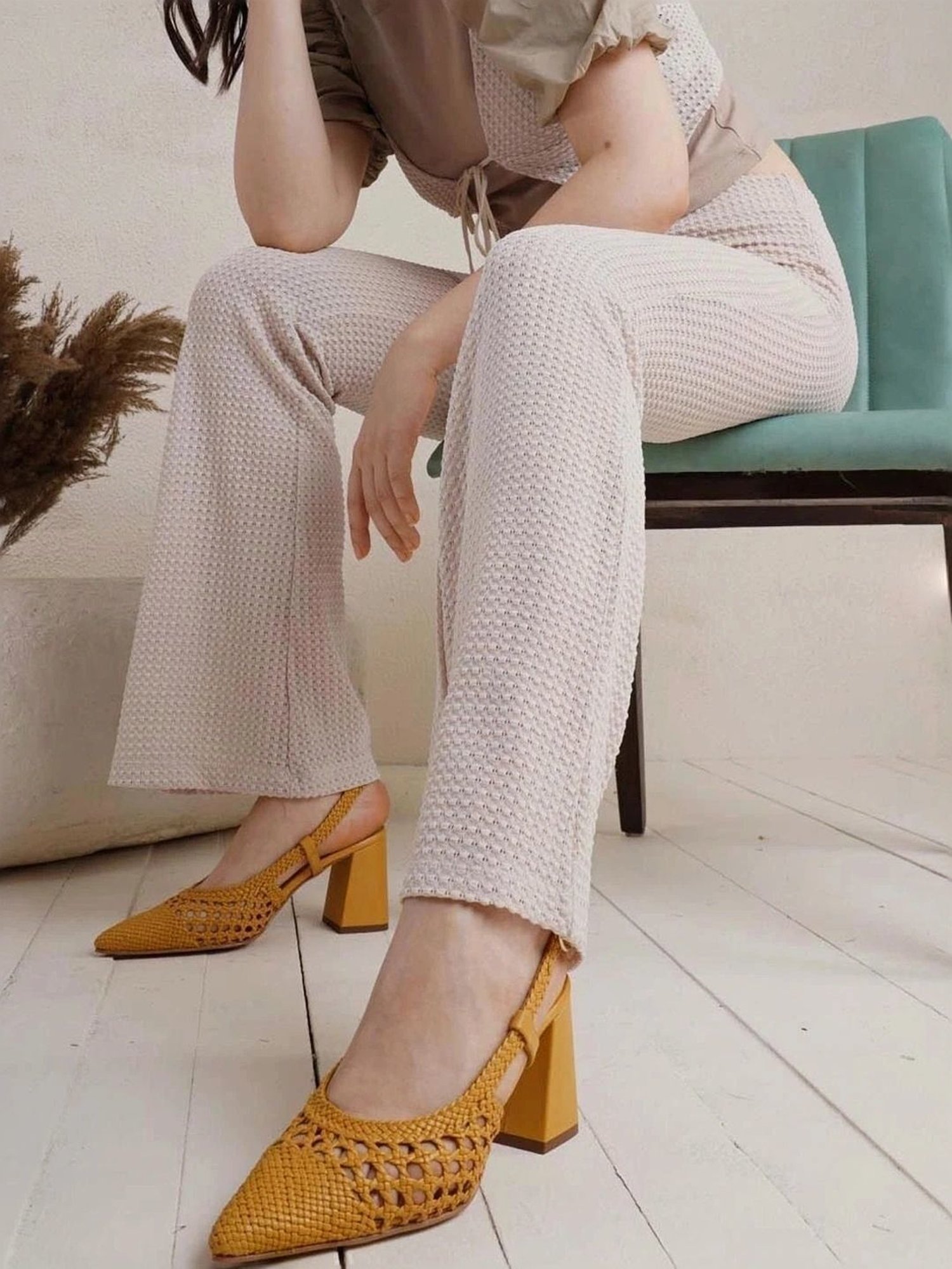 Saint G Women's Delaney Yellow Sling Back Sandals