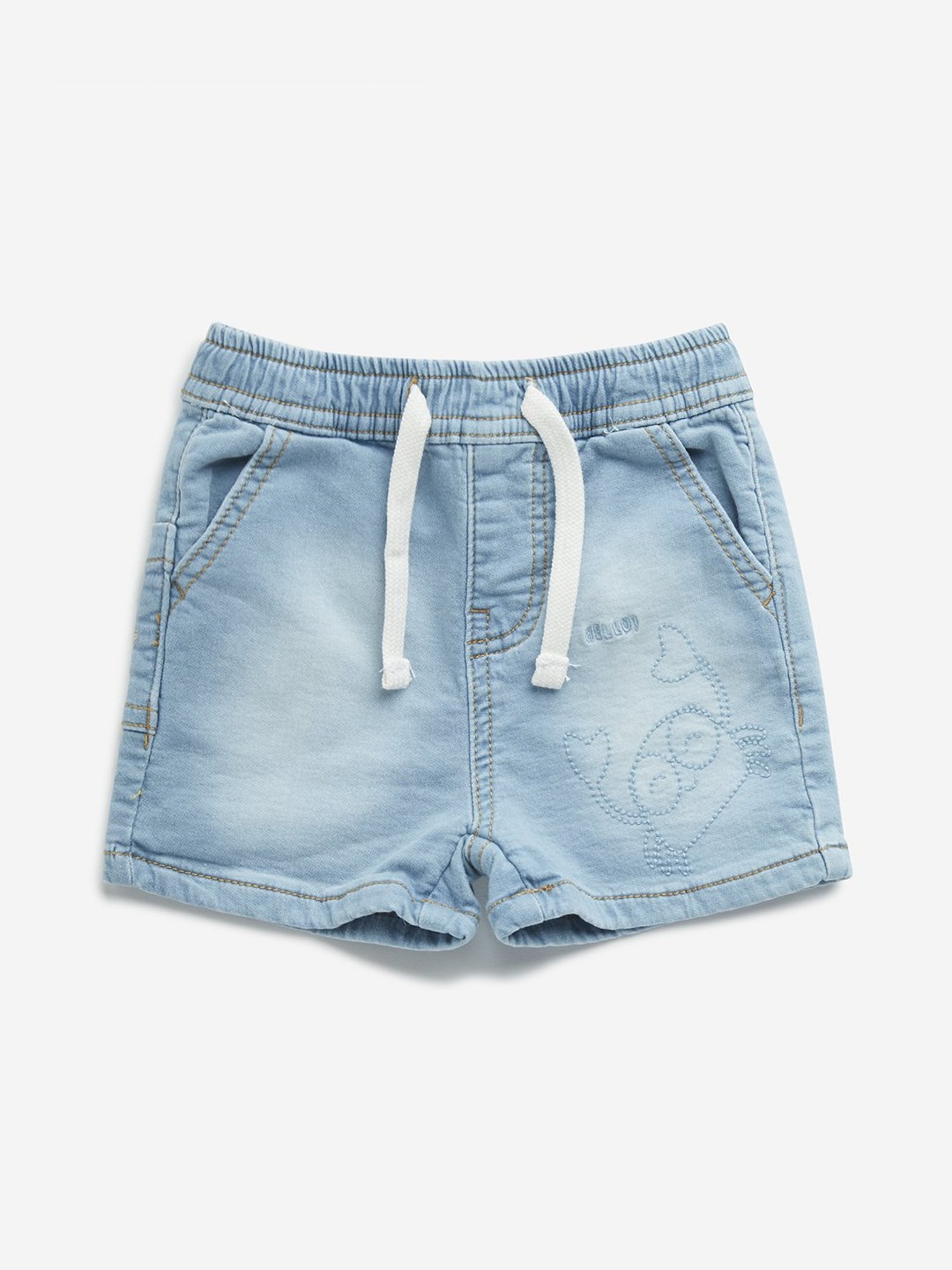 HOP Baby by Westside Light Blue Faded Mid-Rise Denim Shorts