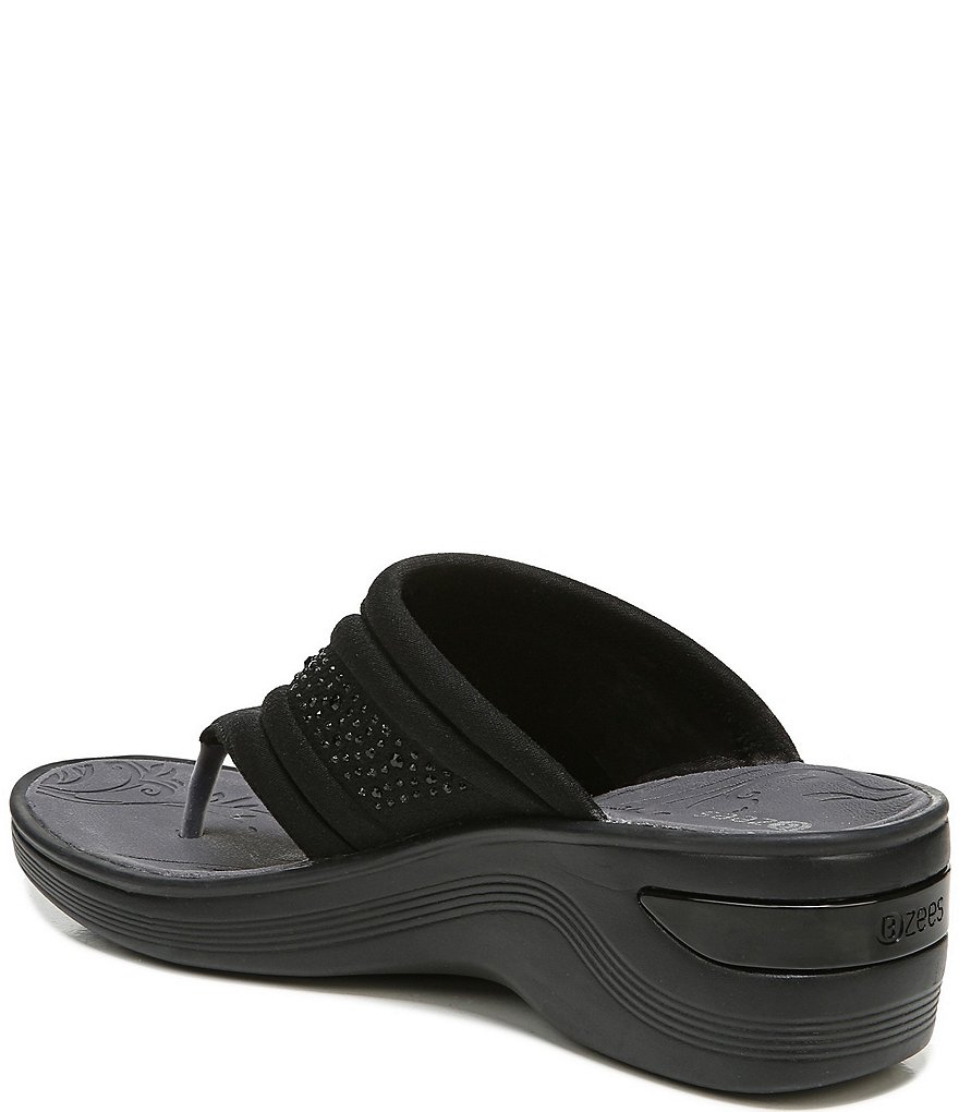 Bzees Dazzle Me Rhinestone Embellished Washable Slip-On Thong Sandals