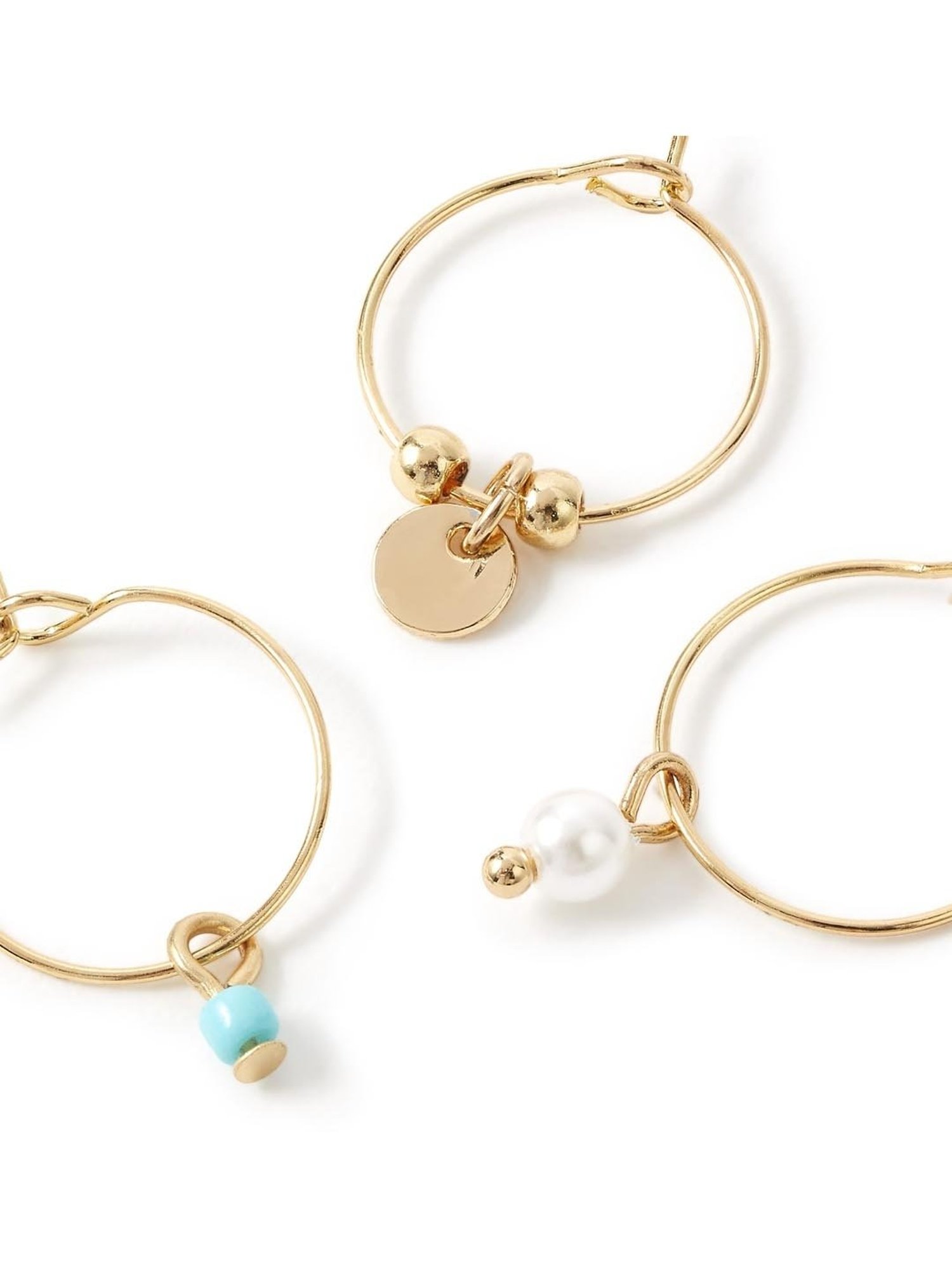 Accessorize London Turquoise & Golden Hoop Earrings (Set of 3)