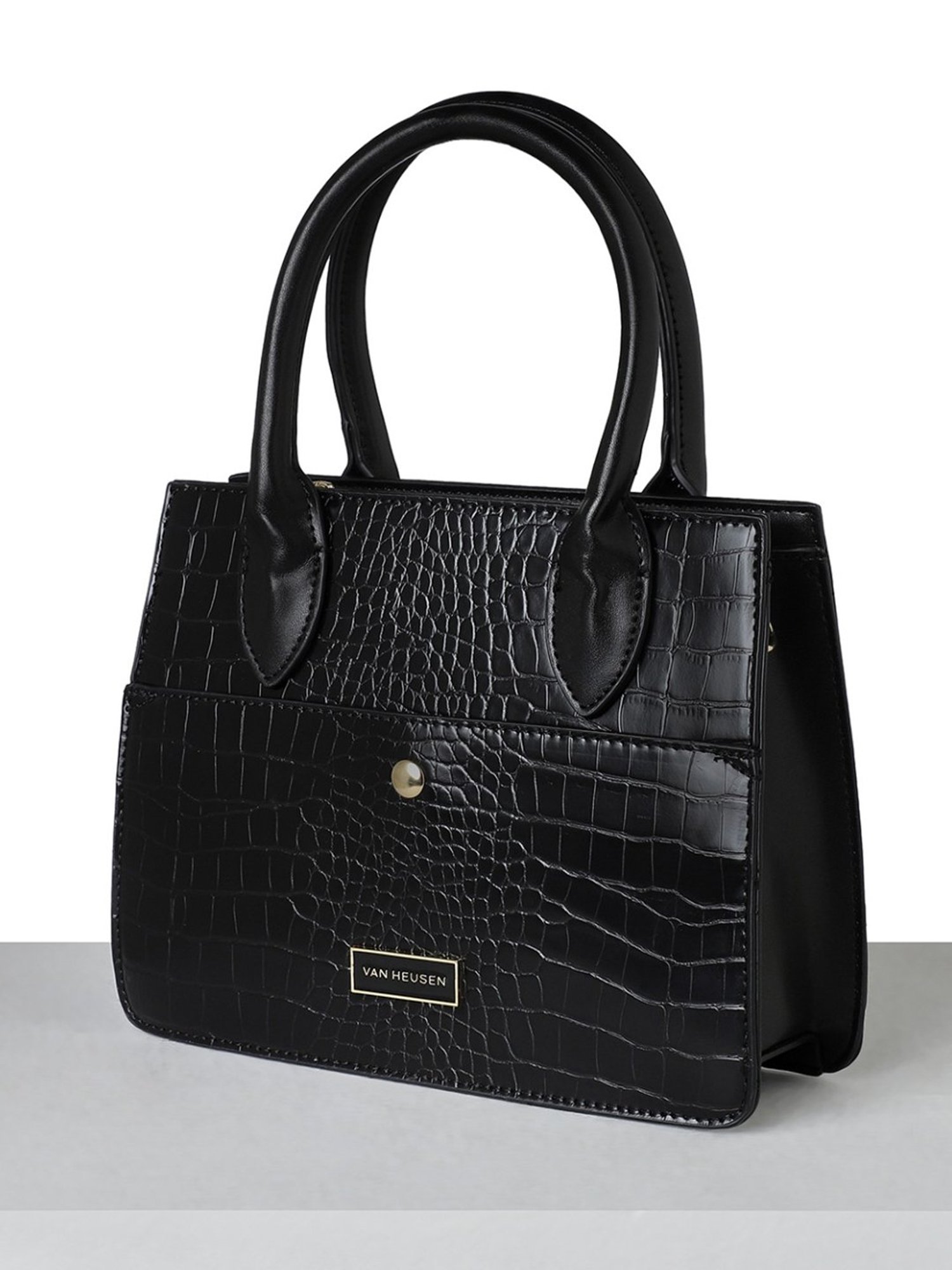 Van Heusen Black Textured Medium Handbag