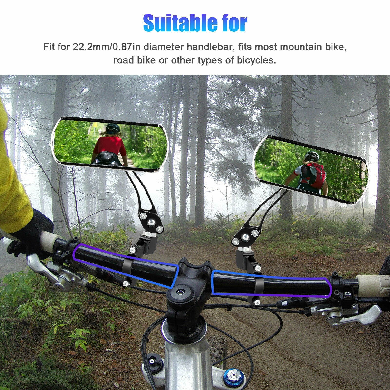 2Pcs 360&deg; Rotaty Bike Bicycle Cycling Rear View Mirror Handlebar Glass Rearview