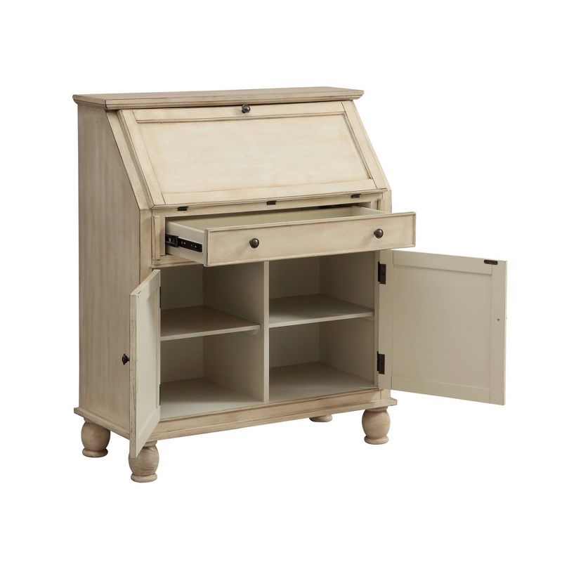 Milam 2 Door 1 Drawer Drop Lid Cabinet with Power Cream - Treasure Trove Accents