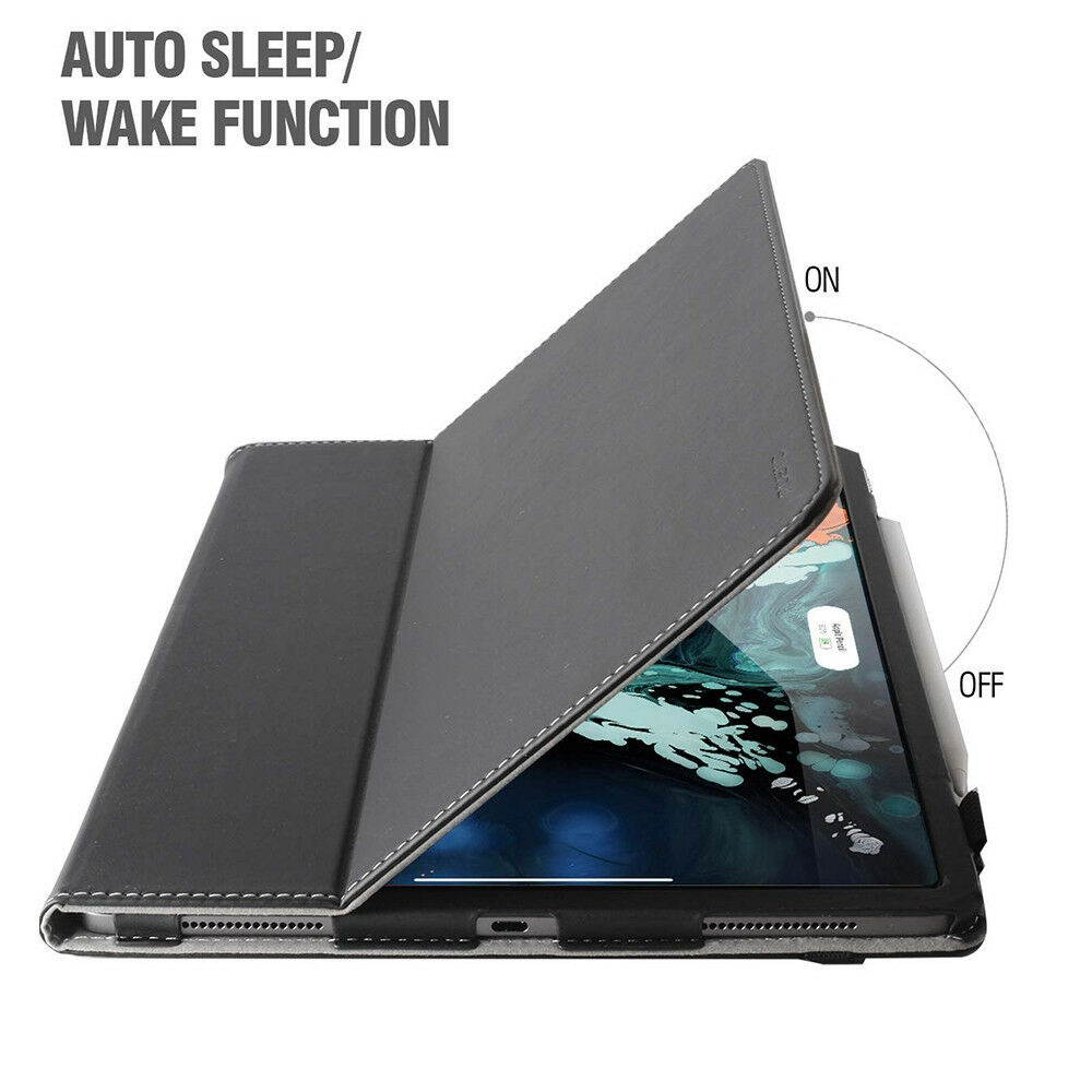 For iPad Pro 11 Inch 2018 Poetic SlimFolio "Slimfit" PU Leather Case Cover Black