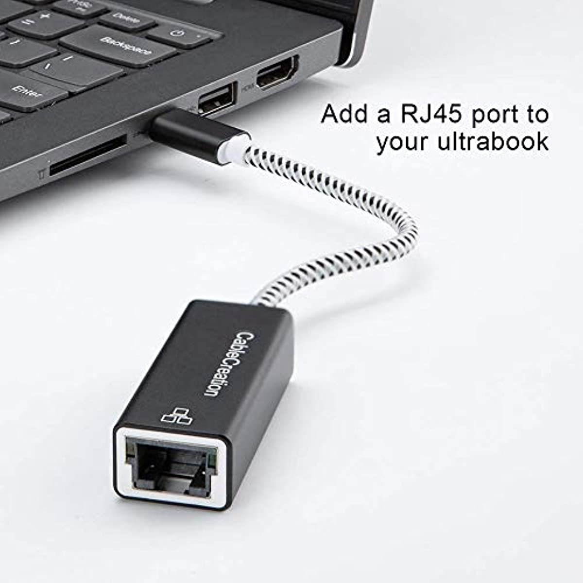 USB C Ethernet Adapter, CableCreation USB Type C to RJ45 Network LAN Adapter Up to 10/100/1000 Mbps, Ethernet for Windows, Mac, macOS X, Compatible with Galaxy S10, iPad Pro 2020, Aluminum