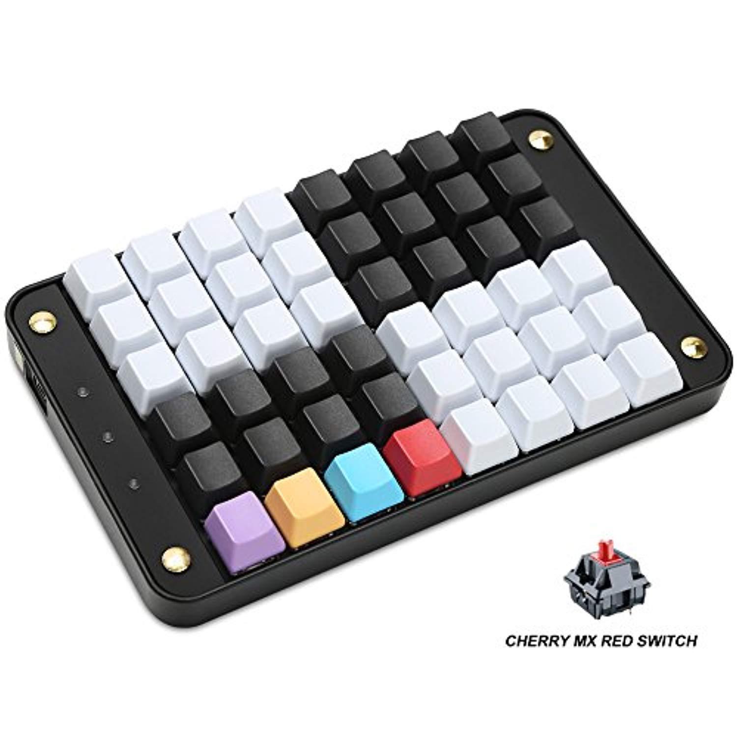 koolertron single-handed programmable mechanical keyboard with cherry mx red switch,all 48 programmable keys tools keypad,8 mac