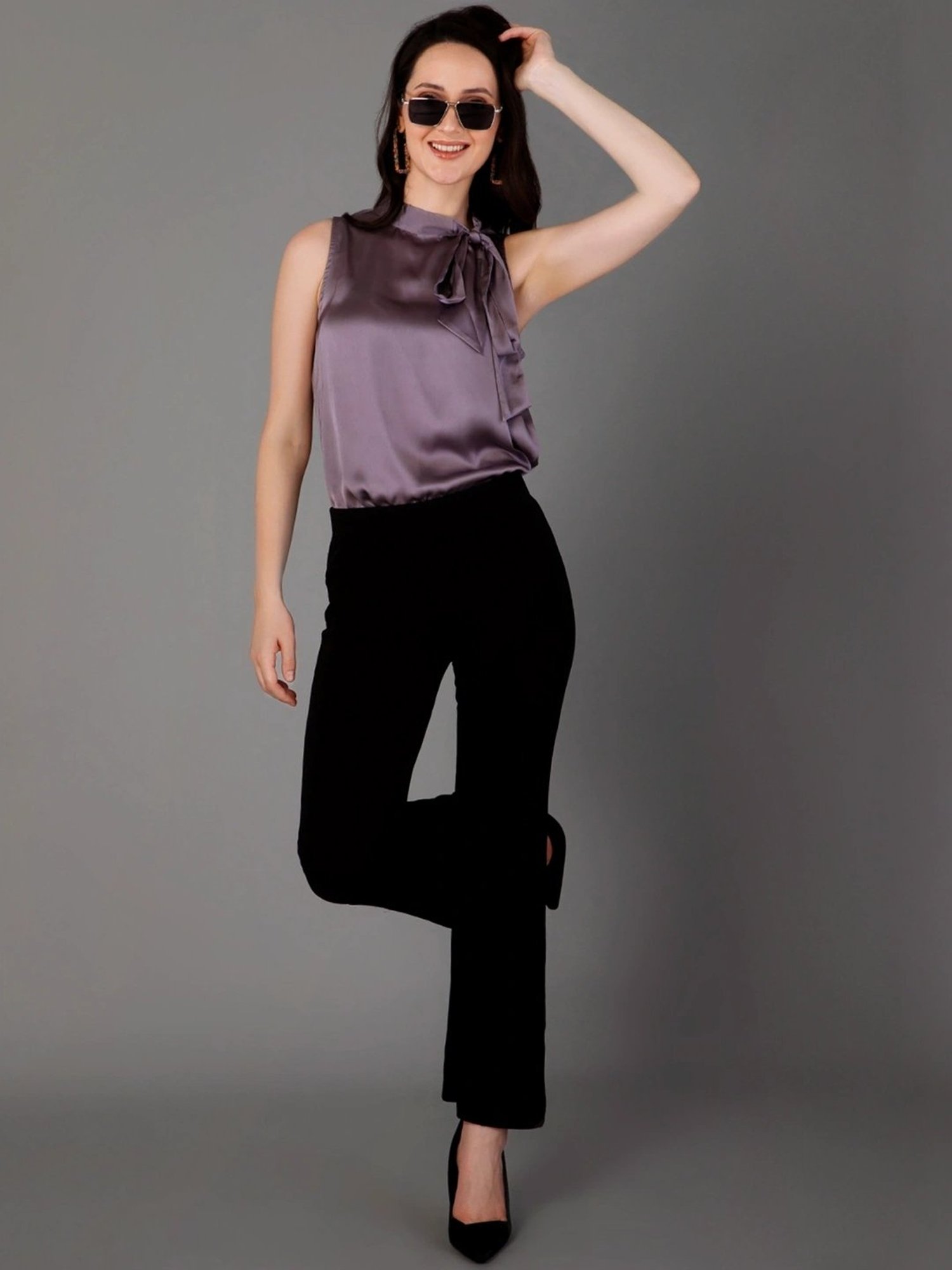 PURYS Purple Regular Fit Top