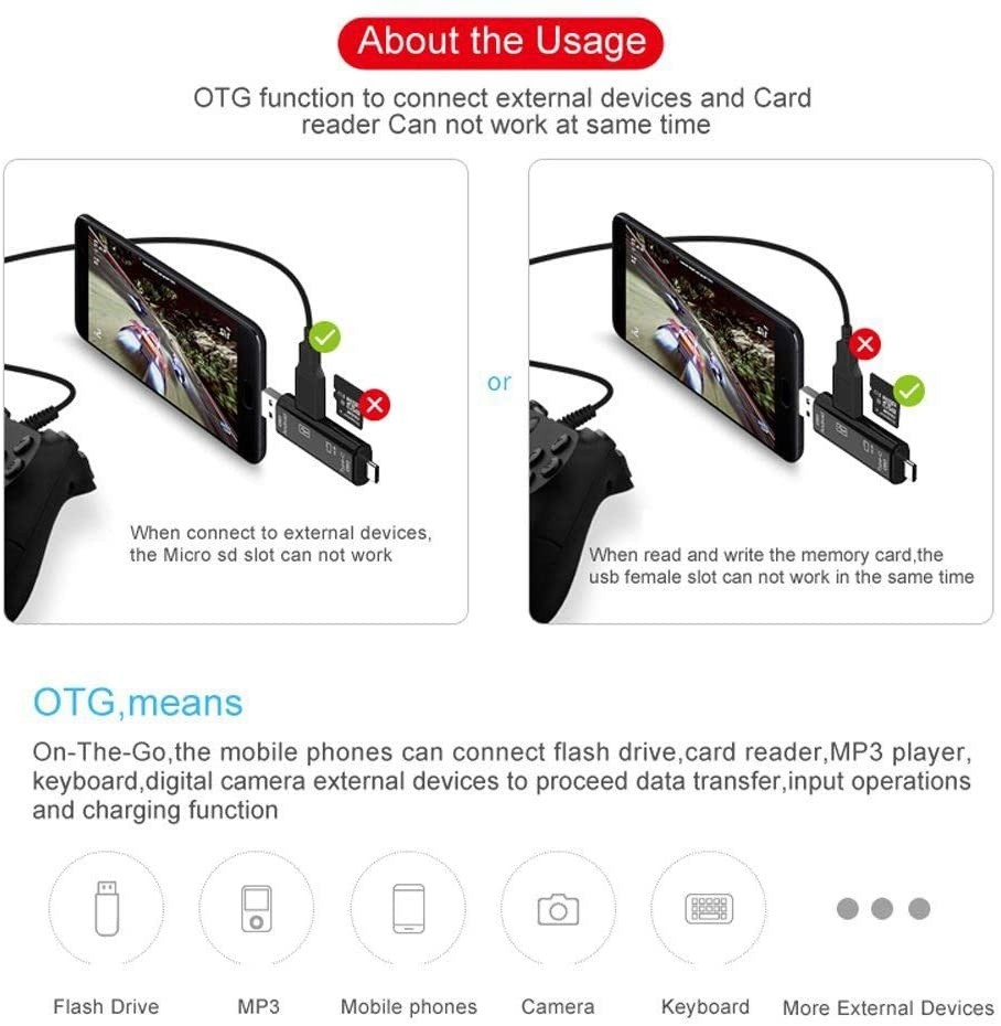 USB / USB Type C 3.1 / MicroUSB External Micro SD Card Reader OTG Adapter