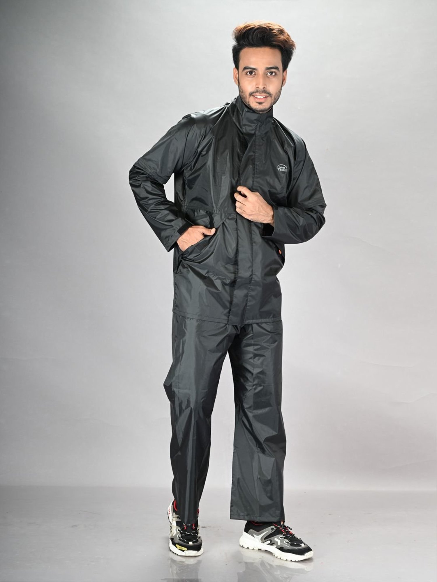 Wildcraft Red & Maroon Regular Fit Colour Block Rainwear Jacket