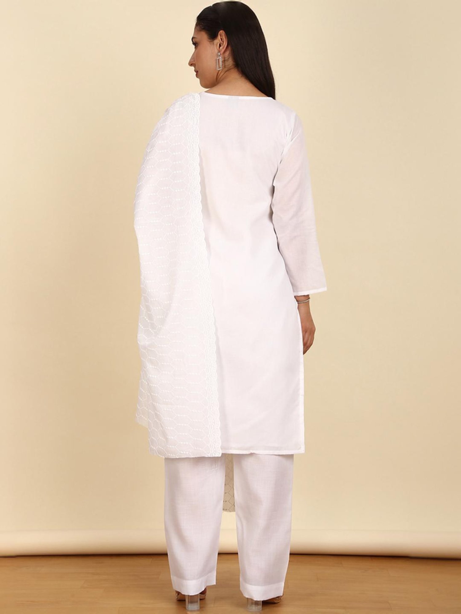 Soch Womens Blue Cotton Embroidered Unstitch Dress Material With Schiffli