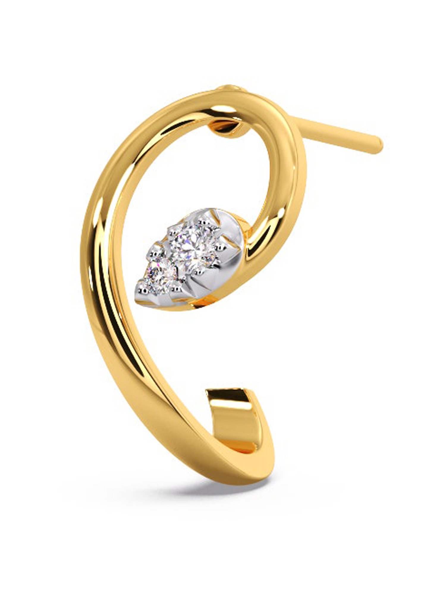 Candere by Kalyan Jewellers Stylish 18K Yellow Gold and Diamond Stud Earrings